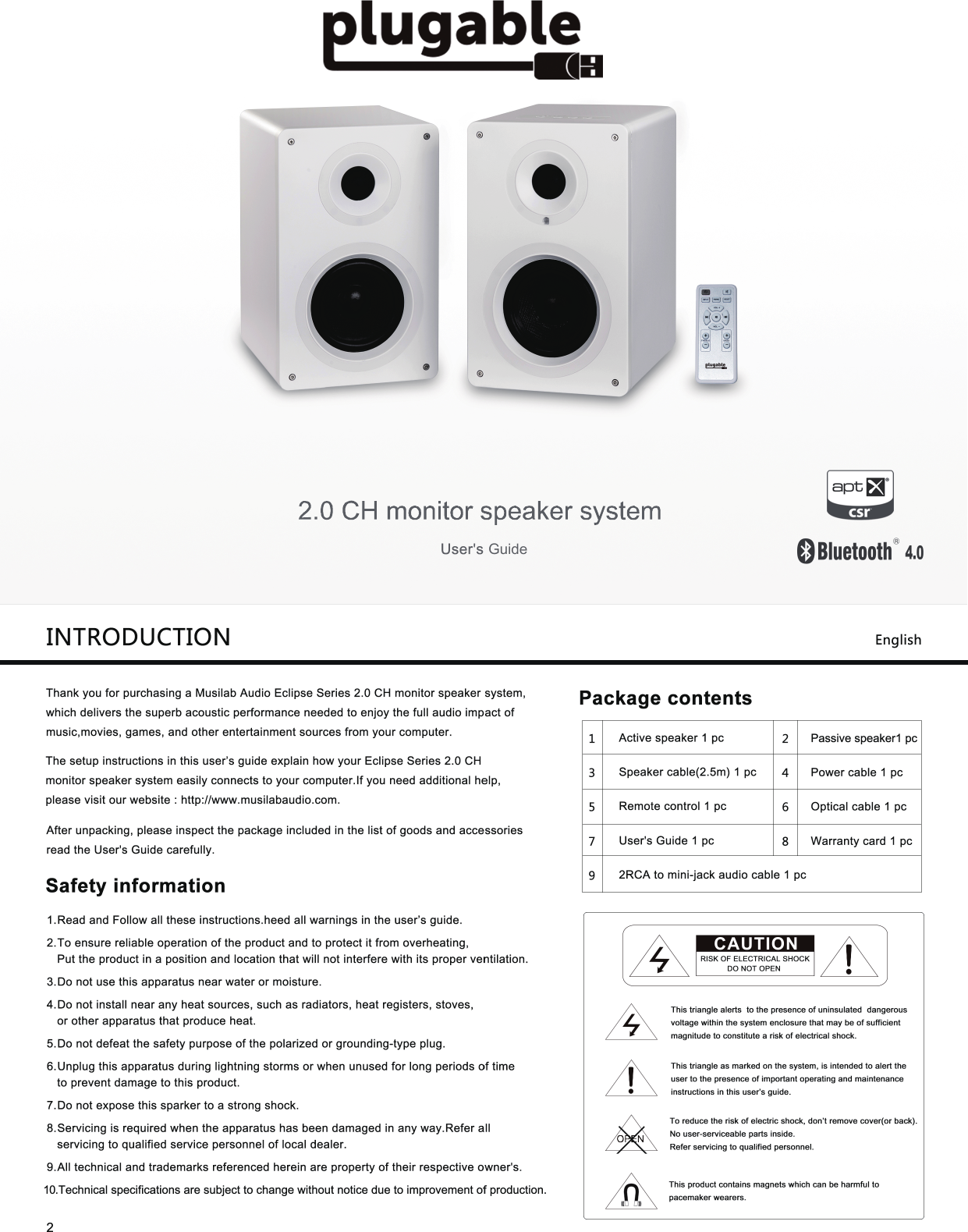 2.0 CH monitor speaker systemOPEN