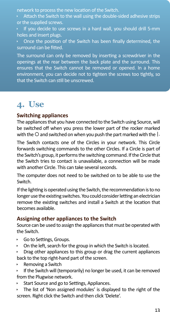 Page 13 of Plugwise SWITCH Plugwise Network Device User Manual 15a ZB9 SWITCH  INTL