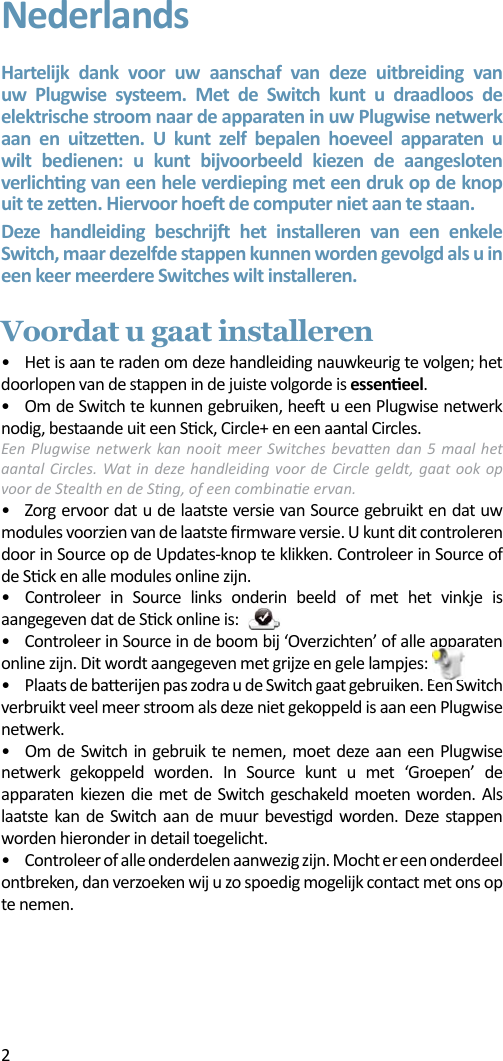 Page 2 of Plugwise SWITCH Plugwise Network Device User Manual 15a ZB9 SWITCH  INTL