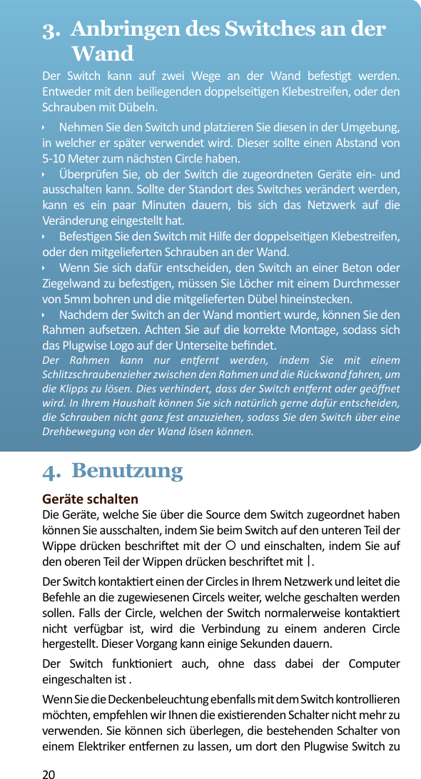 Page 20 of Plugwise SWITCH Plugwise Network Device User Manual 15a ZB9 SWITCH  INTL
