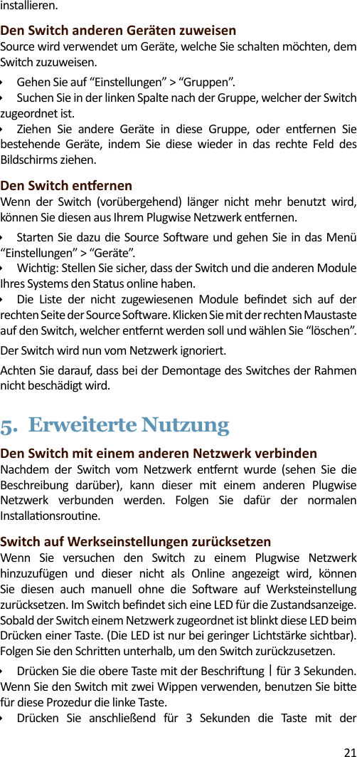 Page 21 of Plugwise SWITCH Plugwise Network Device User Manual 15a ZB9 SWITCH  INTL
