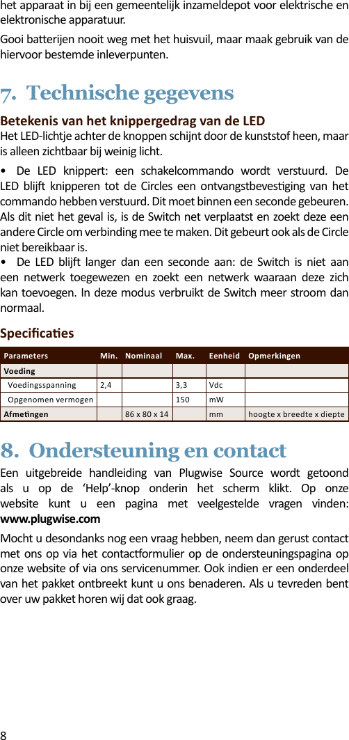 Page 8 of Plugwise SWITCH Plugwise Network Device User Manual 15a ZB9 SWITCH  INTL