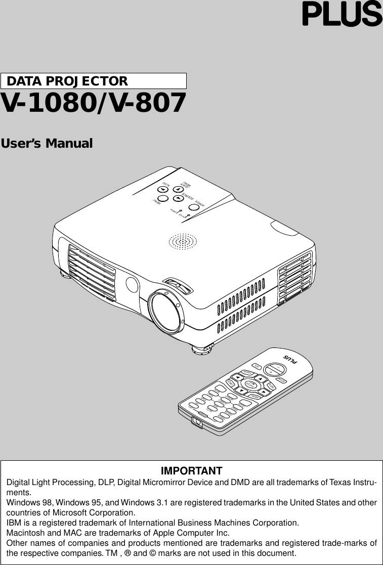 Plus Vision V 1080 Users Manual V1080 English
