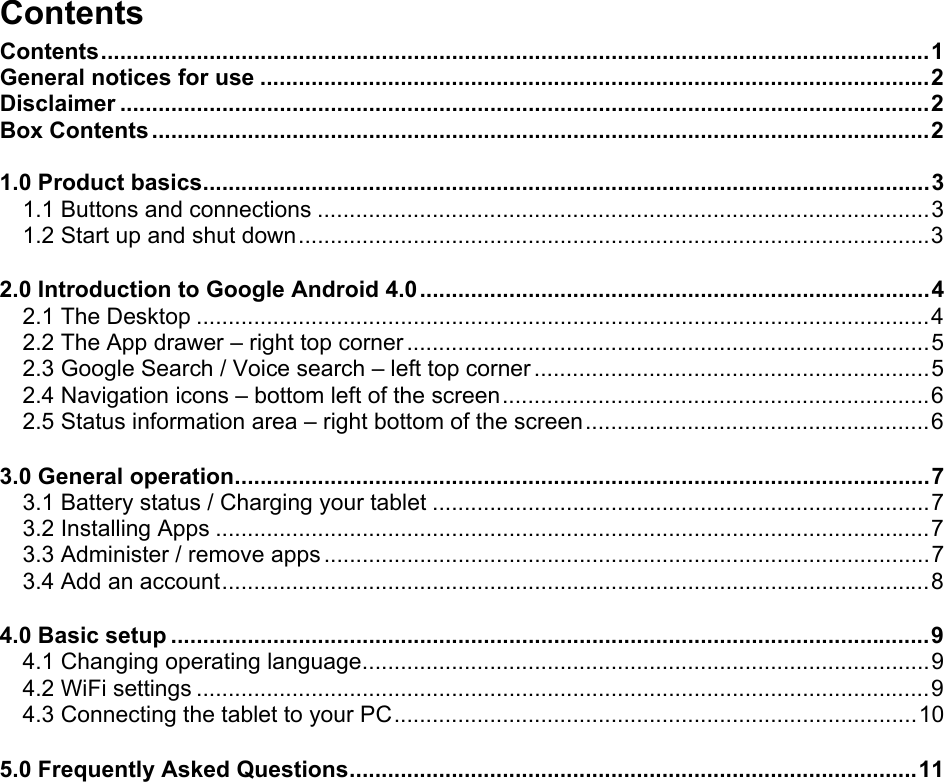Page 1 of 12 - Point-Of-View Point-Of-View-Protab-2-Xxl-Android-4-0-Operating-Instructions-  Point-of-view-protab-2-xxl-android-4-0-operating-instructions