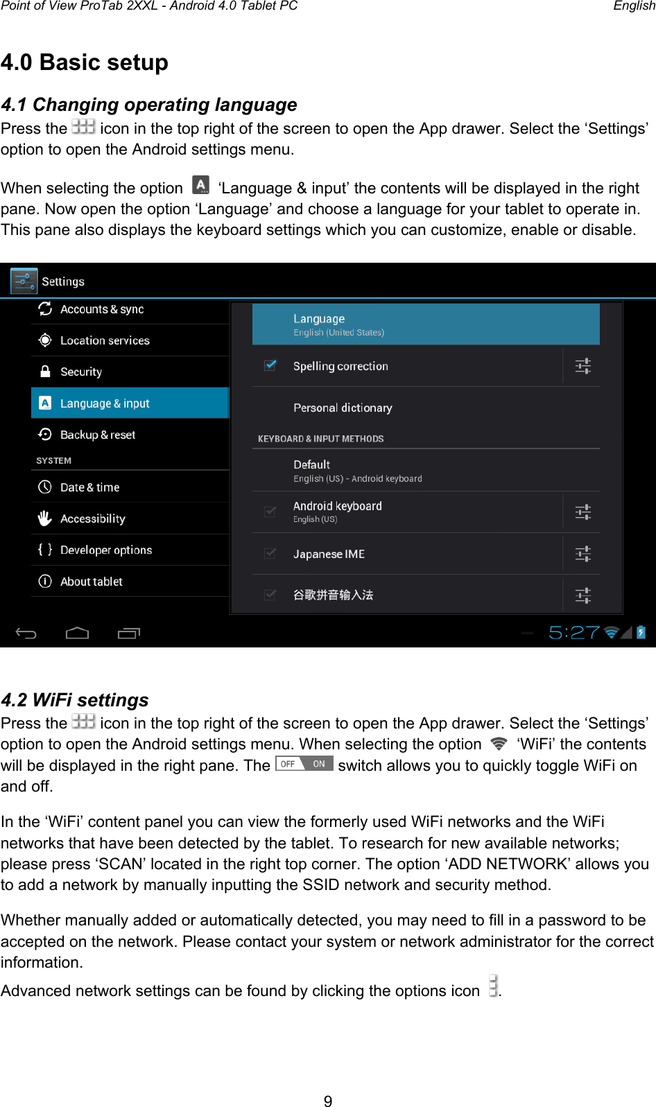 Point Of View Protab 2 Xxl Android 4 0 Operating Instructions
