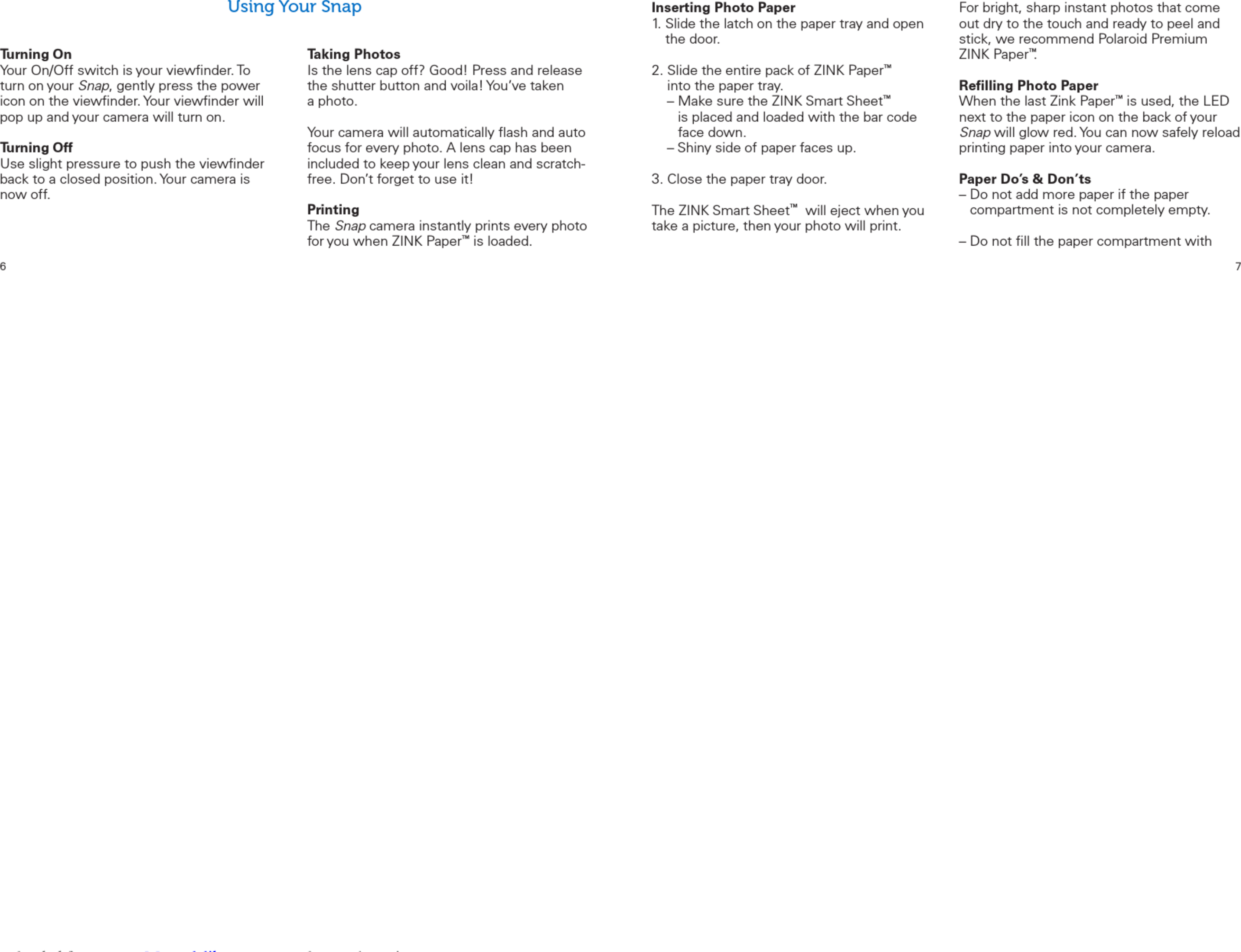 Page 5 of 12 - Polaroid Polaroid-Snap-User-Manual- Polaroid-snap-user-manual-1003099  Polaroid-snap-user-manual