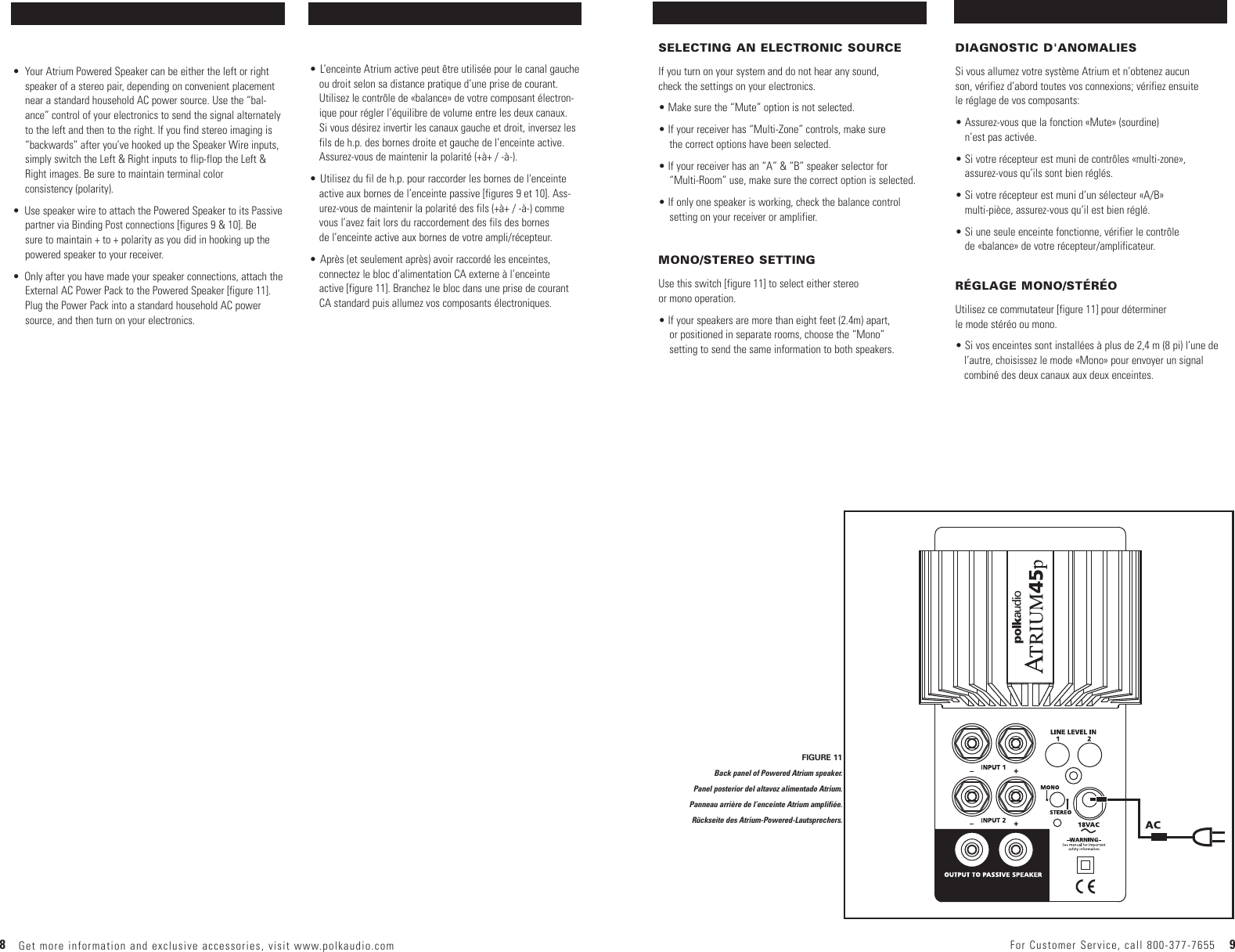 Page 5 of 10 - Polk-Audio Polk-Audio-Atrium-45-High-Performance-Self-Powered-Multi-Zone-S-45P-Users-Manual- Trium45pManual.qk  Polk-audio-atrium-45-high-performance-self-powered-multi-zone-s-45p-users-manual