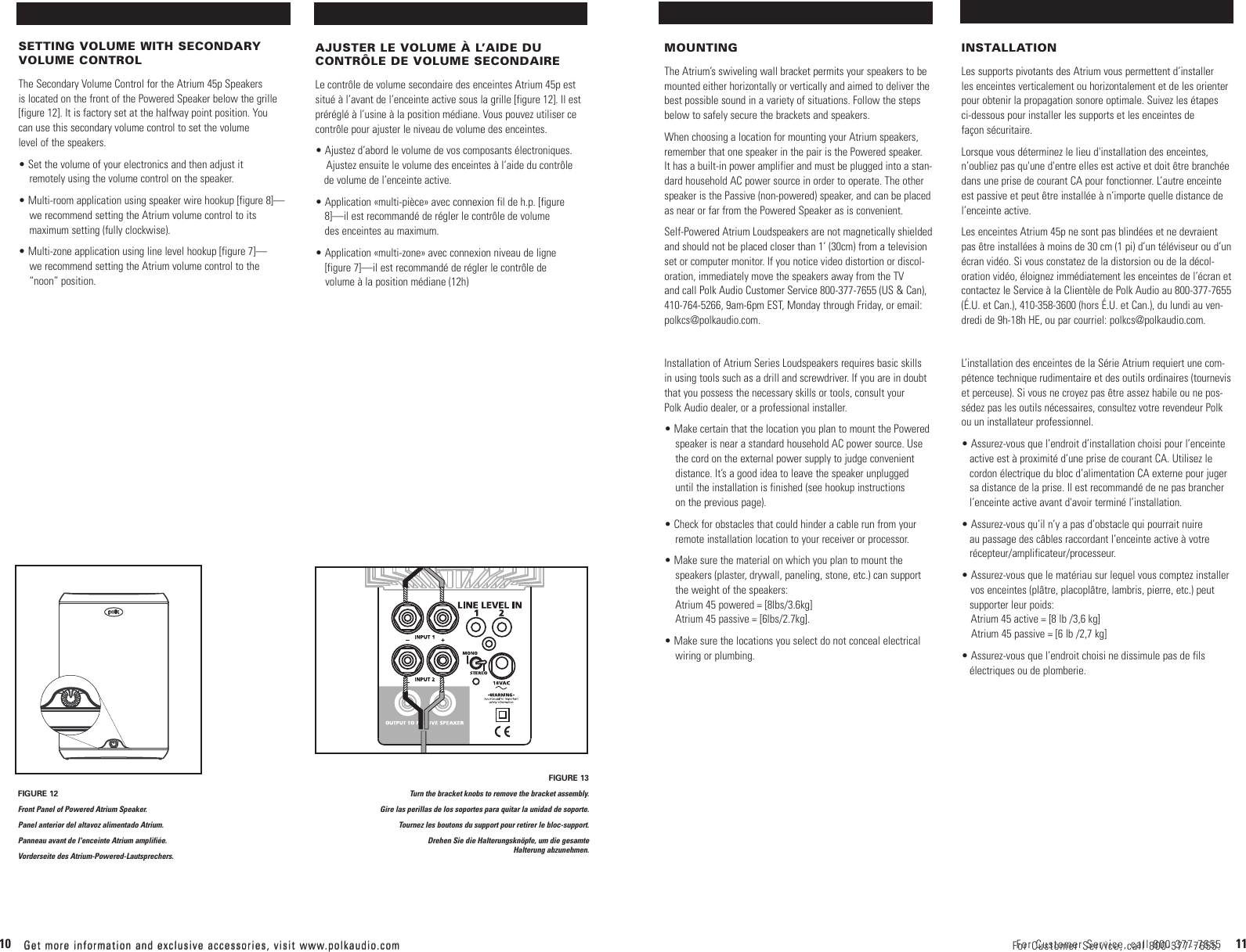 Page 6 of 10 - Polk-Audio Polk-Audio-Atrium-45-High-Performance-Self-Powered-Multi-Zone-S-45P-Users-Manual- Trium45pManual.qk  Polk-audio-atrium-45-high-performance-self-powered-multi-zone-s-45p-users-manual