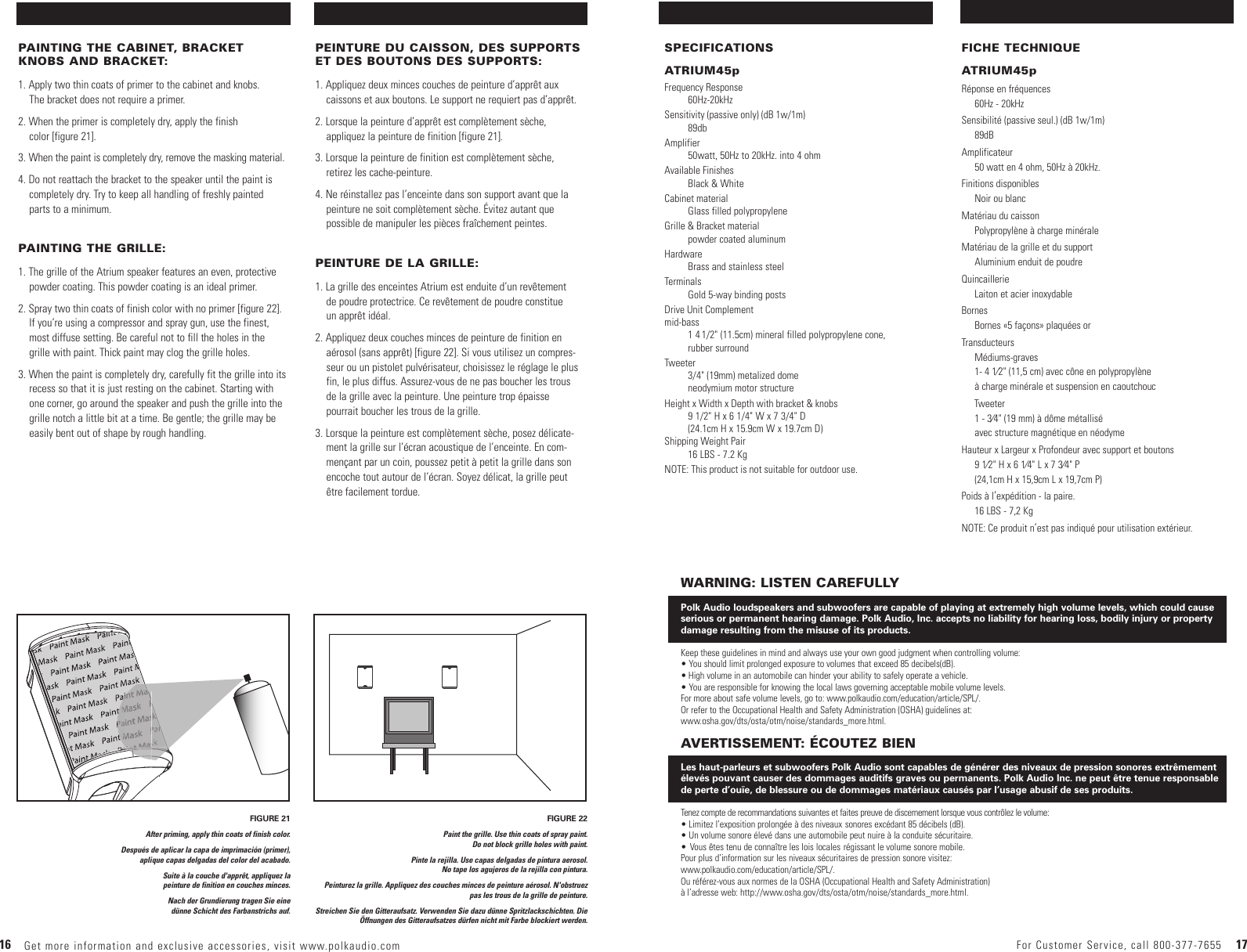 Page 9 of 10 - Polk-Audio Polk-Audio-Atrium-45-High-Performance-Self-Powered-Multi-Zone-S-45P-Users-Manual- Trium45pManual.qk  Polk-audio-atrium-45-high-performance-self-powered-multi-zone-s-45p-users-manual