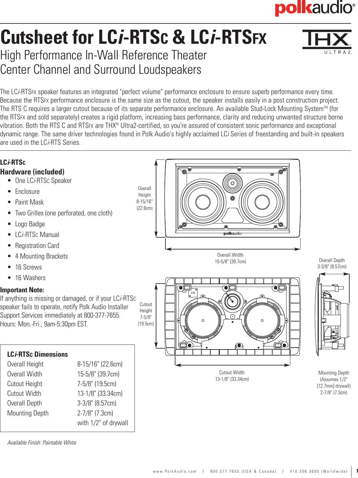 Page 1 of 5 - Polk-Audio Polk-Audio-Lci-Rtsc-Users-Manual- CustomInstallFactSheet_  Polk-audio-lci-rtsc-users-manual