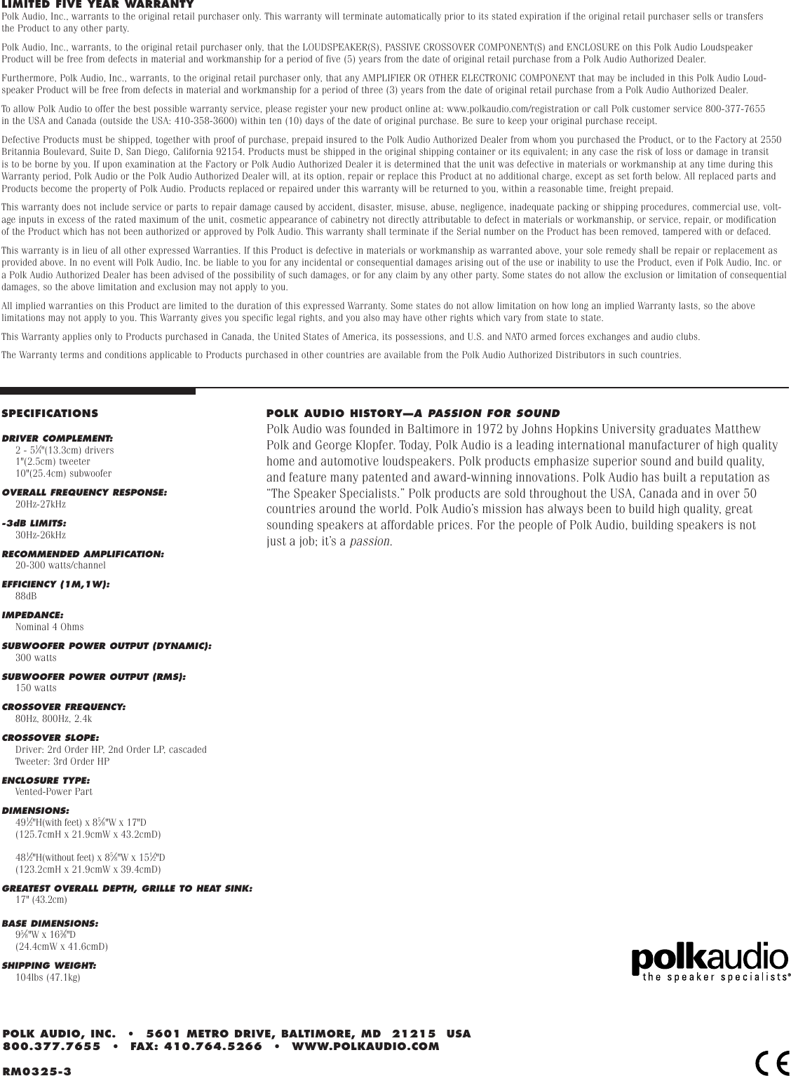 Page 8 of 8 - Polk-Audio Polk-Audio-Lsi25-Users-Manual- LSi25MN  Polk-audio-lsi25-users-manual