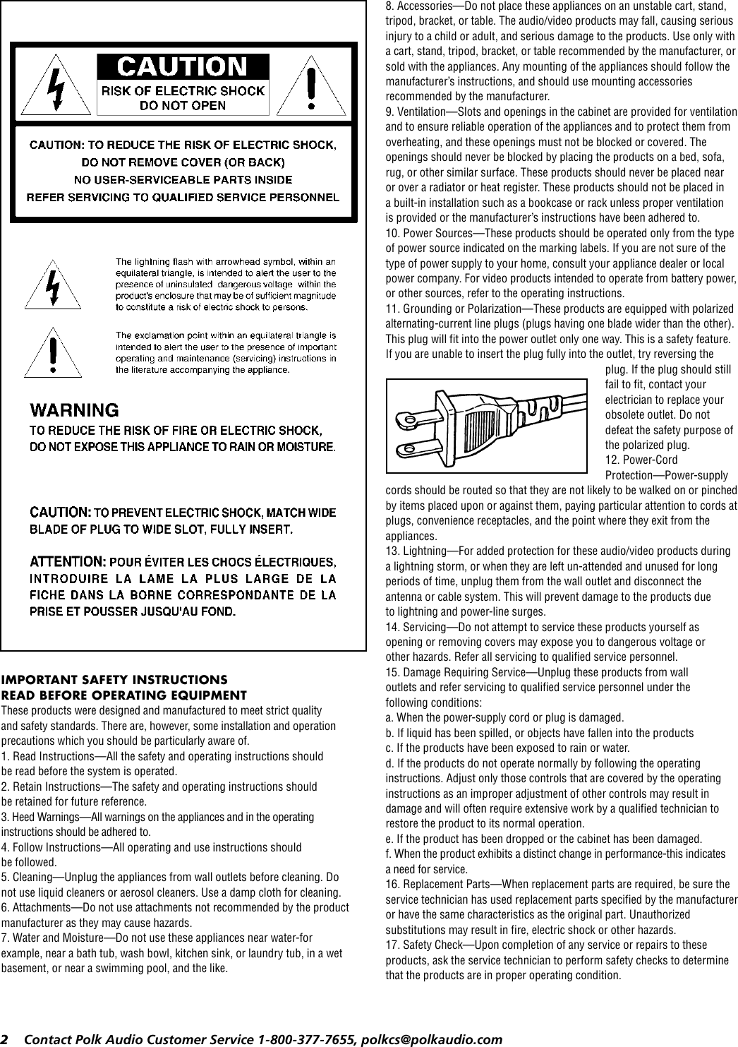 Page 2 of 11 - Polk-Audio Polk-Audio-Powered-Subwoofer-Psw202-Users-Manual- PSW202 Manual  Polk-audio-powered-subwoofer-psw202-users-manual