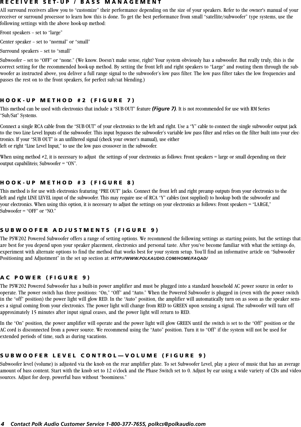 Page 4 of 11 - Polk-Audio Polk-Audio-Powered-Subwoofer-Psw202-Users-Manual- PSW202 Manual  Polk-audio-powered-subwoofer-psw202-users-manual