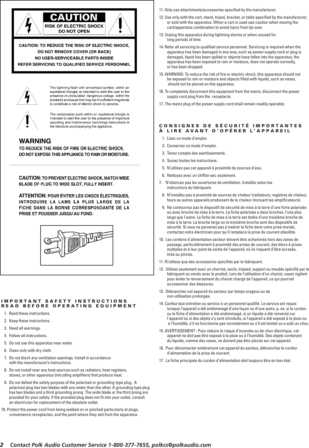 Page 2 of 12 - Polk-Audio Polk-Audio-Psw-303-Users-Manual- PSW303/404/505Manual.qk  Polk-audio-psw-303-users-manual