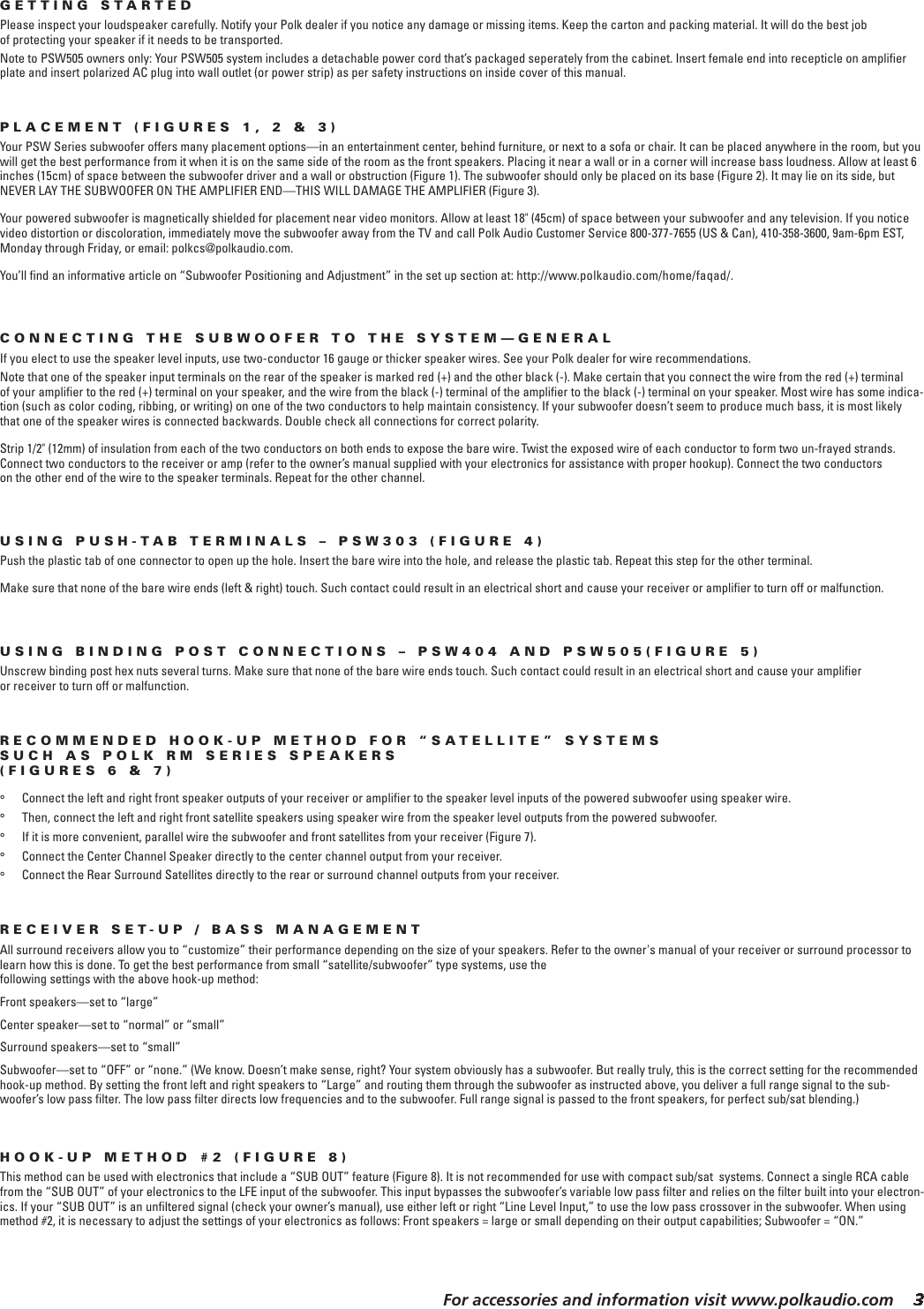 Page 3 of 12 - Polk-Audio Polk-Audio-Psw-303-Users-Manual- PSW303/404/505Manual.qk  Polk-audio-psw-303-users-manual