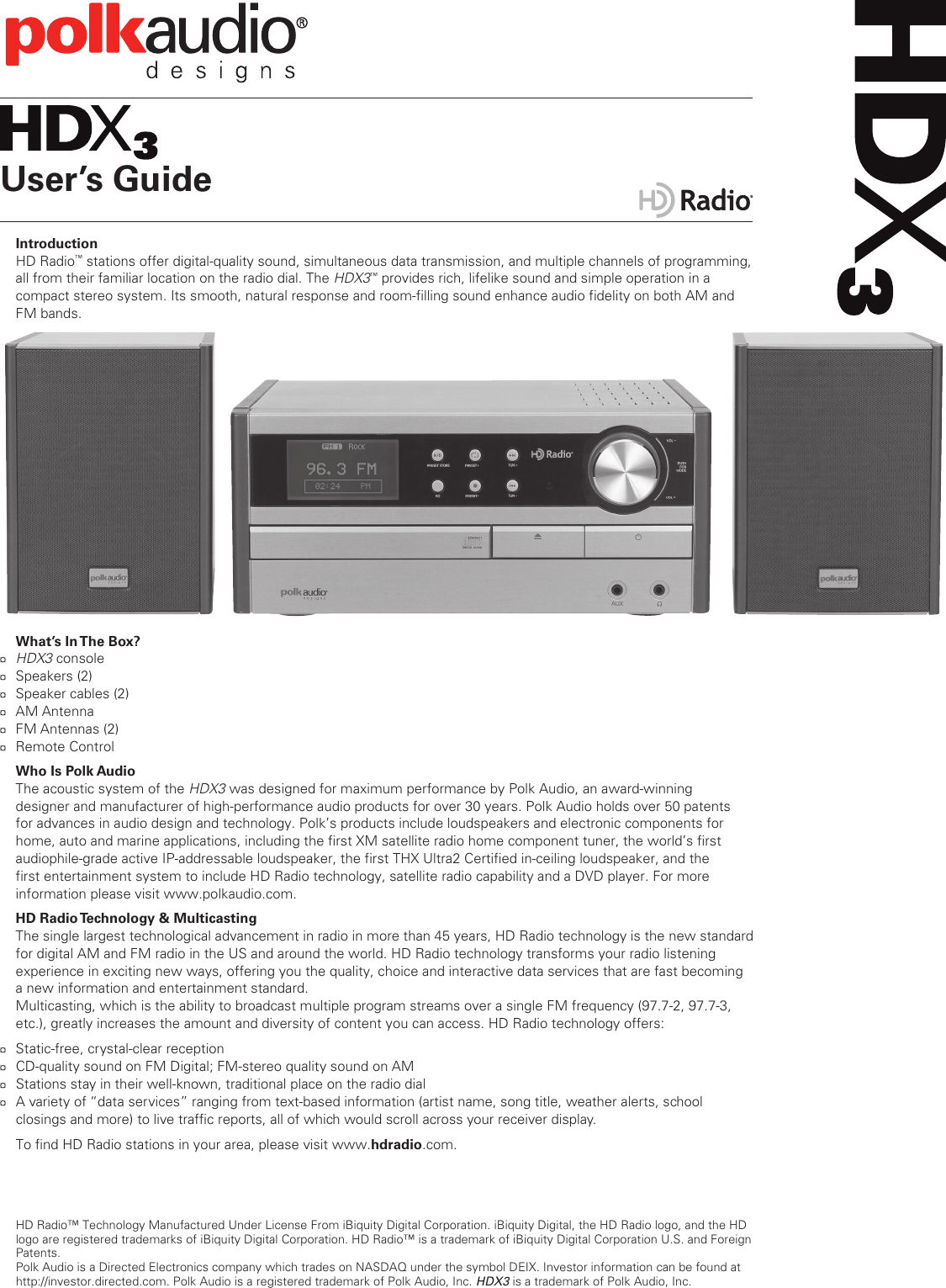 Page 1 of 6 - Polk-Audio Polk-Audio-Radio-Hdx3-Users-Manual-  Polk-audio-radio-hdx3-users-manual