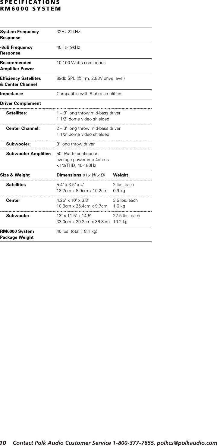 Page 10 of 12 - Polk-Audio Polk-Audio-Rm6000-Users-Manual- RM6000Manual_Rev2.qk  Polk-audio-rm6000-users-manual
