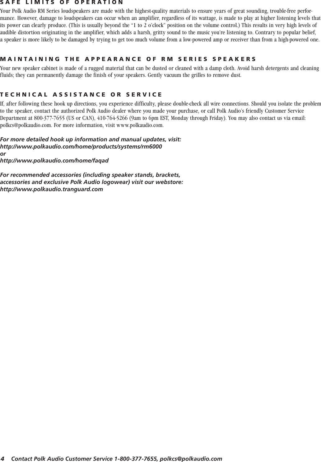 Page 4 of 12 - Polk-Audio Polk-Audio-Rm6000-Users-Manual- RM6000Manual_Rev2.qk  Polk-audio-rm6000-users-manual