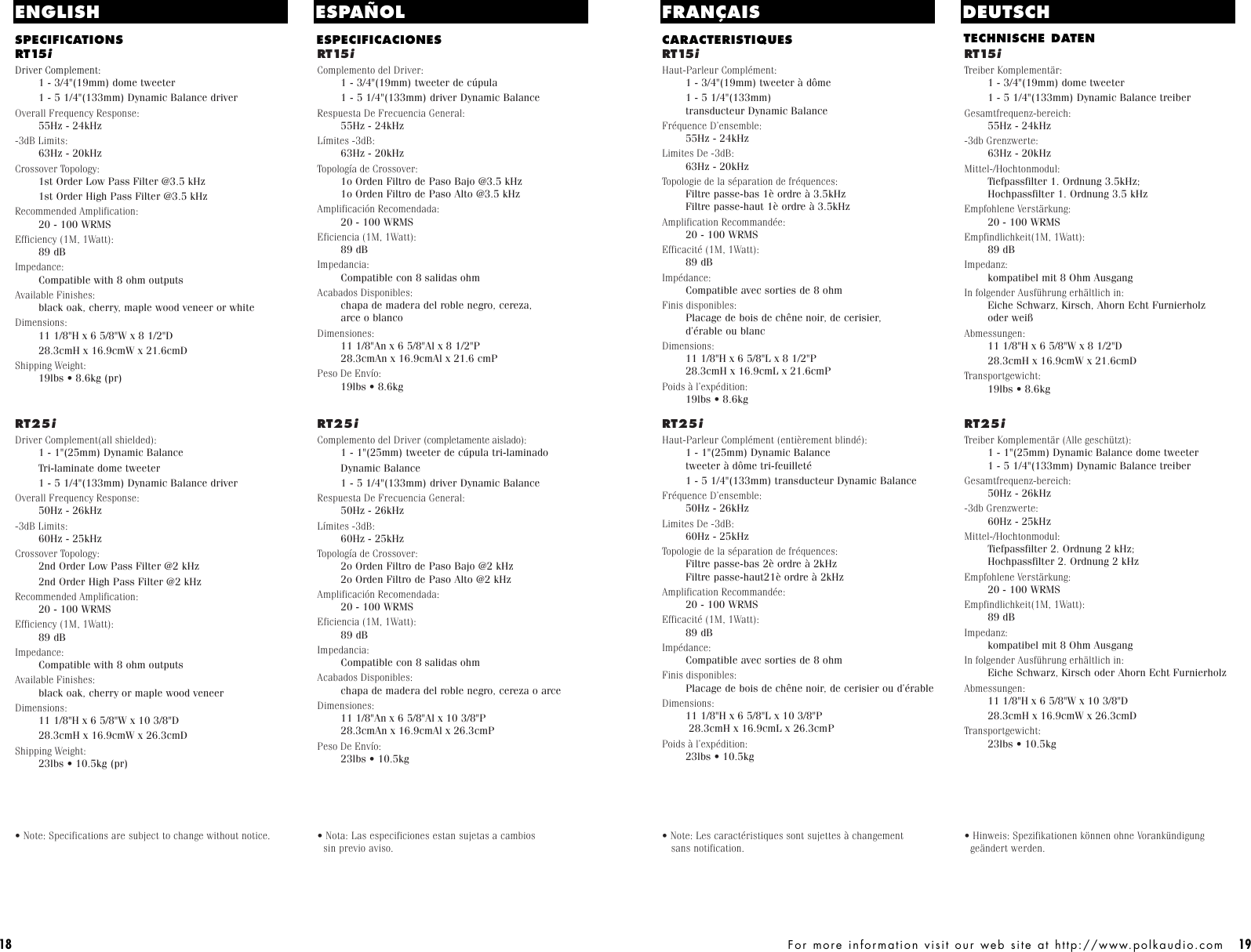 Page 10 of 12 - Polk-Audio Polk-Audio-Rt15-Users-Manual- RTi Manual  Polk-audio-rt15-users-manual