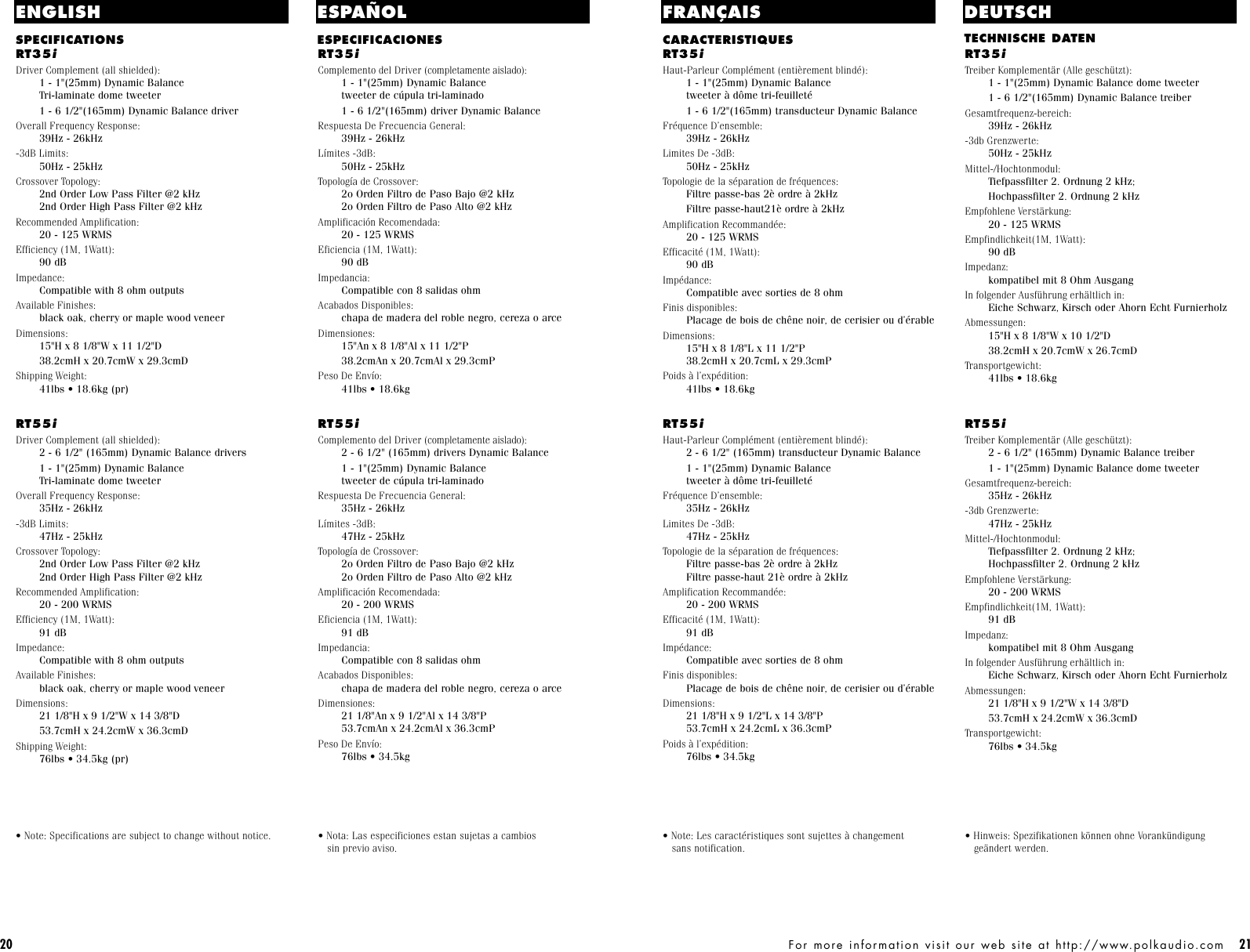 Page 11 of 12 - Polk-Audio Polk-Audio-Rt15-Users-Manual- RTi Manual  Polk-audio-rt15-users-manual