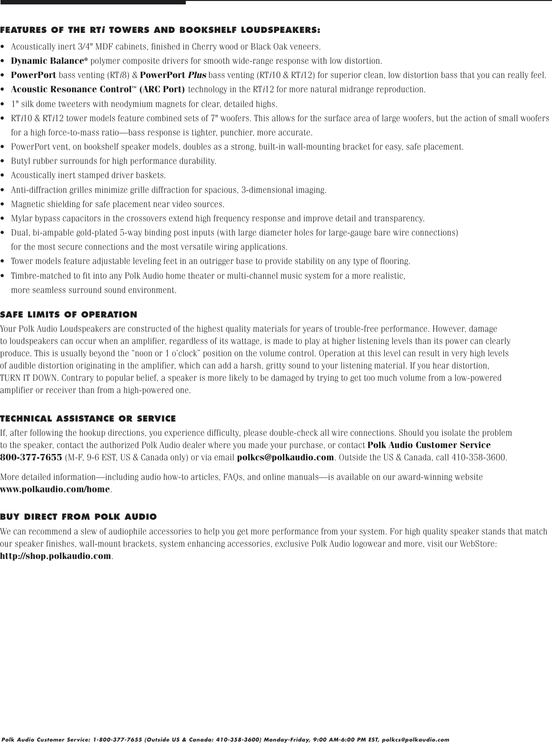 Page 2 of 8 - Polk-Audio Polk-Audio-Rti12-Users-Manual- RTi_4_6_8_10_12_MN  Polk-audio-rti12-users-manual