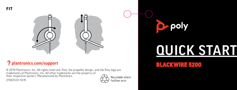 Page 2 of 2 - Poly Blackwire 5200 Quick Start Guide Blackwire-5200-qsg-en