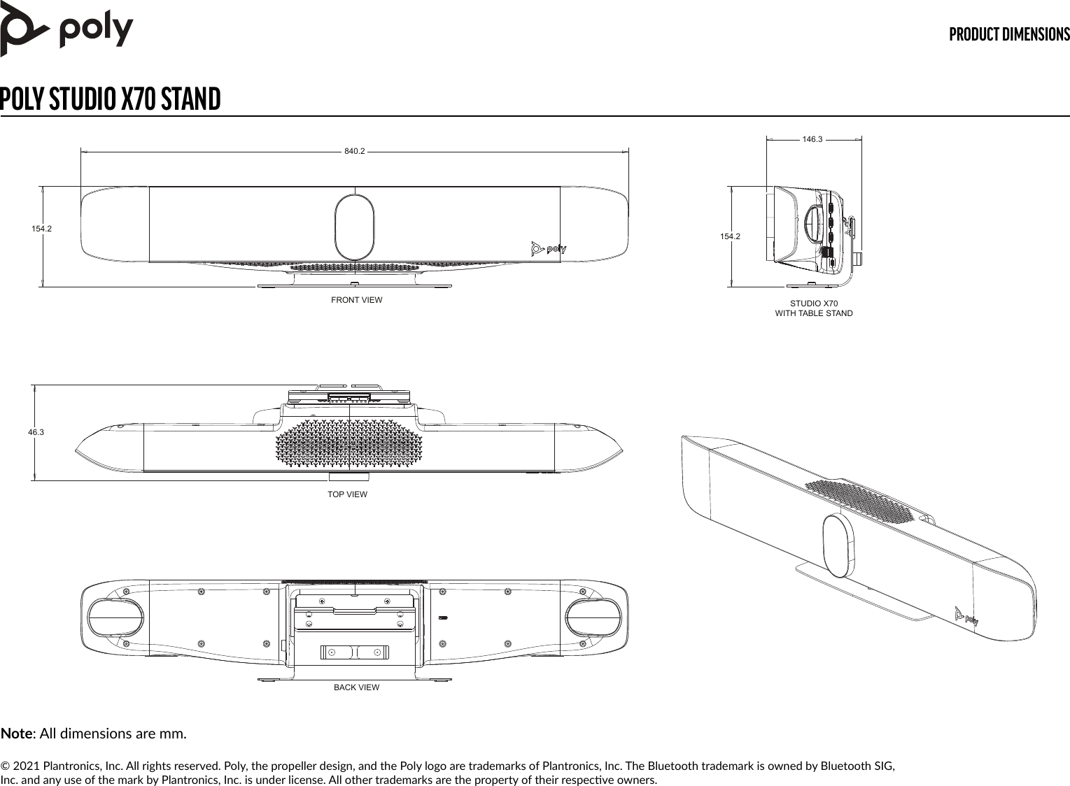 Page 2 of 3 - Poly Studio X70 Product Dimensions ?oid=00D500000007Iy W&ids=0684v00000GIp Yi&d=/a/4v0000002Hx R/ B05c9VK7W8b EVUZDAr Ms TX