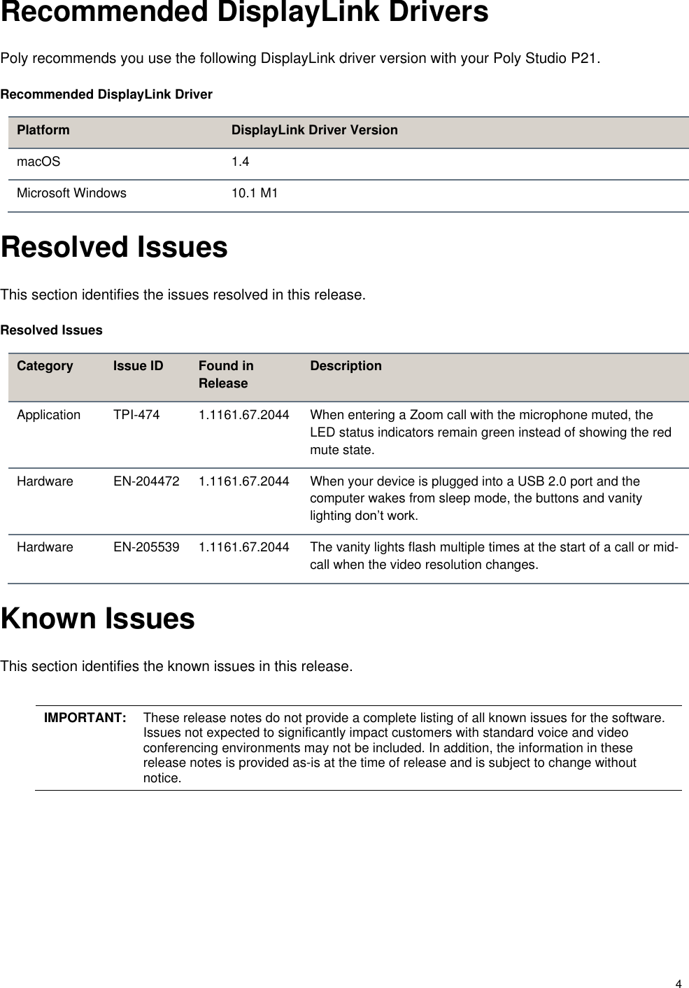 Page 4 of 7 - Poly Studio P21 Release Notes 1-1162 P21-release-notes-1-1162