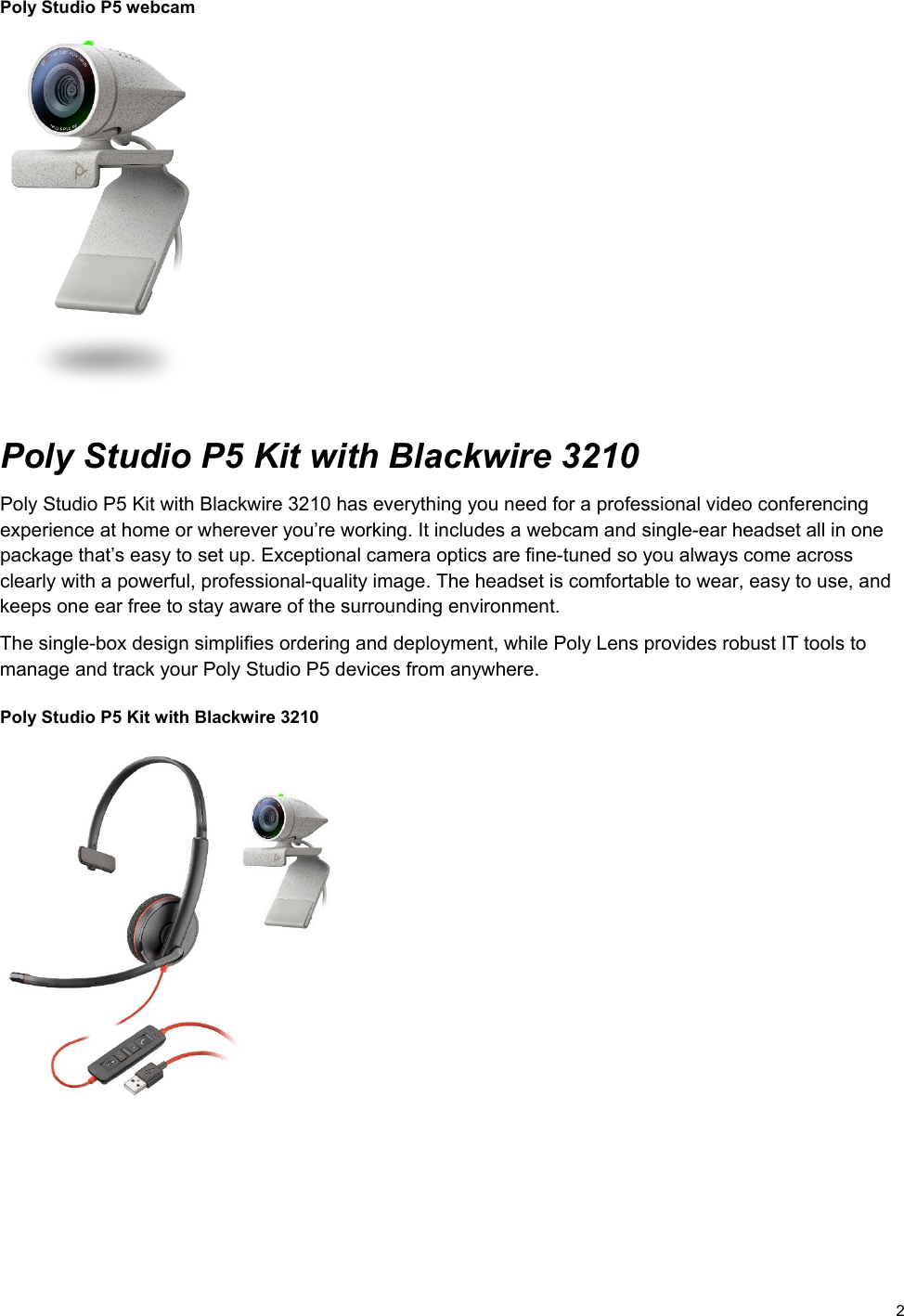 Page 2 of 7 - Poly Studio P5 Webcam 1.1.0 Release Notes Studio-p5-release-notes-en