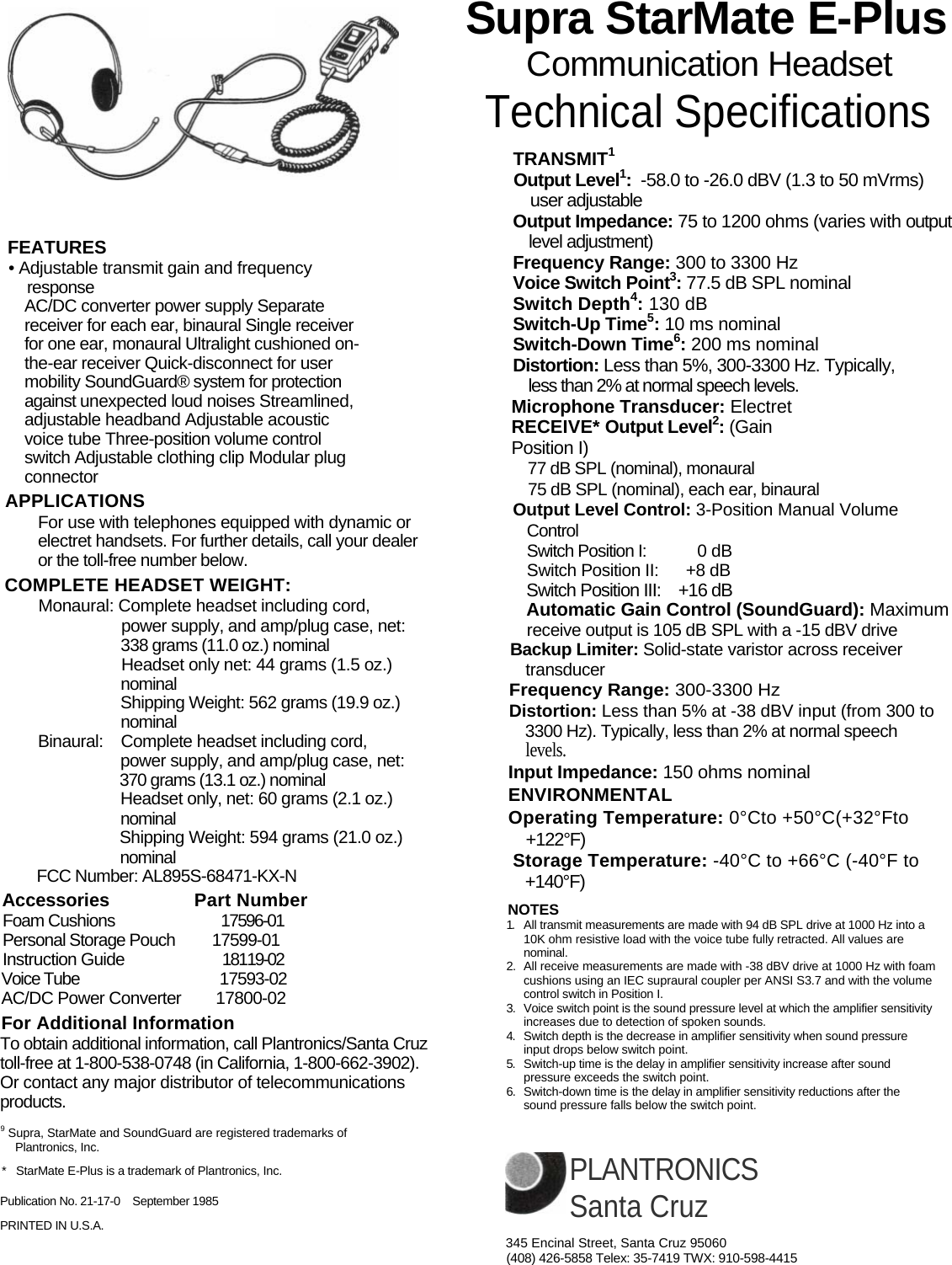 Page 1 of 1 - Poly Supra Starmate E Plus Spec Sheet Us