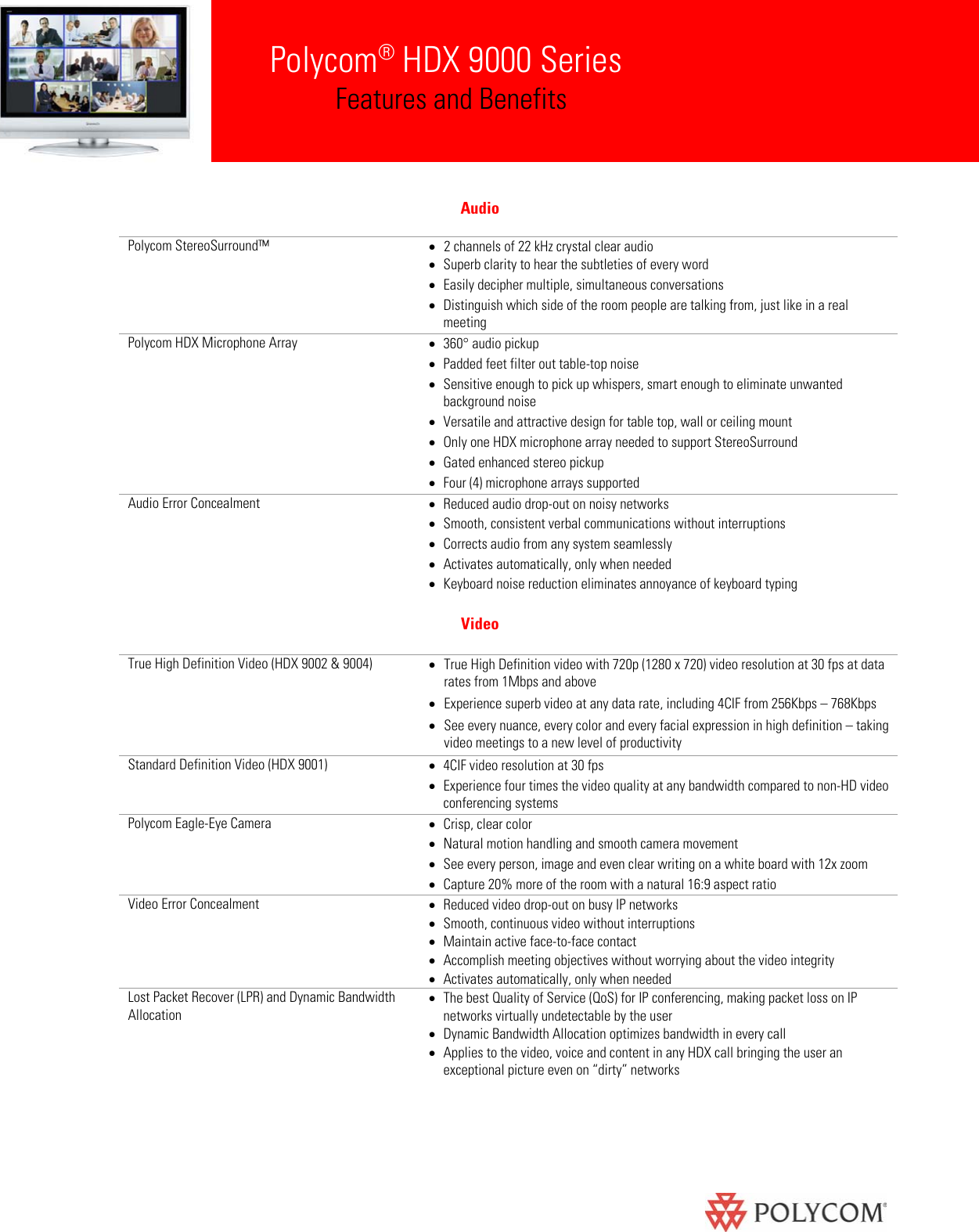 Page 1 of 3 - Polycom HDX 9000 Series - Feature Benefit User Manual  To The A6fc61e8-a609-a614-29f8-a3afc054b7e5