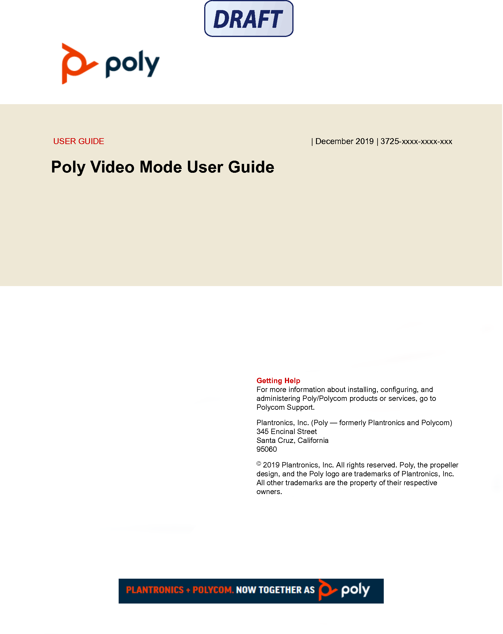 Polycom P017 Poly Studio X50 User Manual Poly Video Mode User Guide