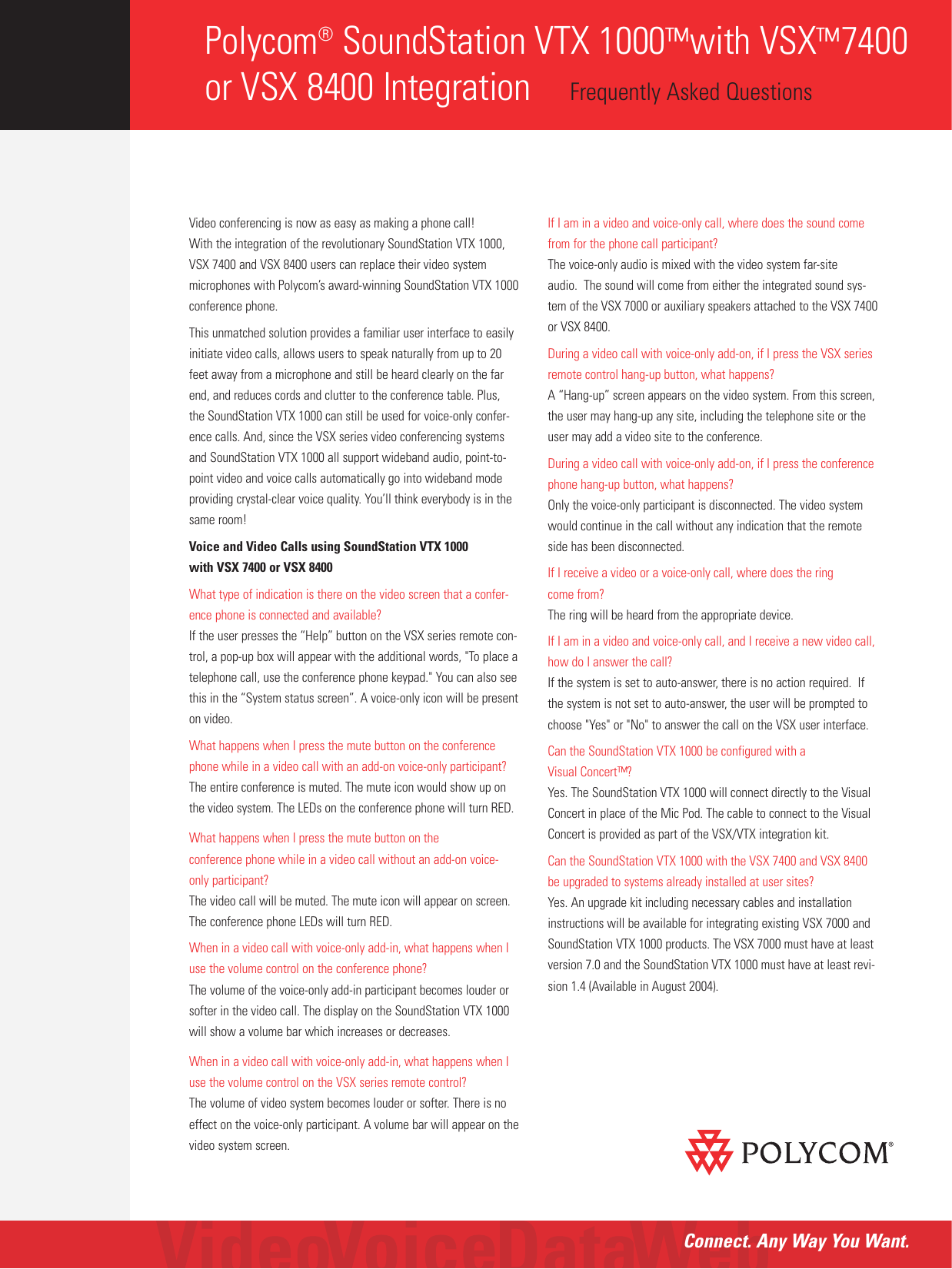 Page 1 of 2 - Polycom Polycom-Soundstation-Vsx-7400-Users-Manual- SSVTX/VSX_FAQ6.23.04  Polycom-soundstation-vsx-7400-users-manual