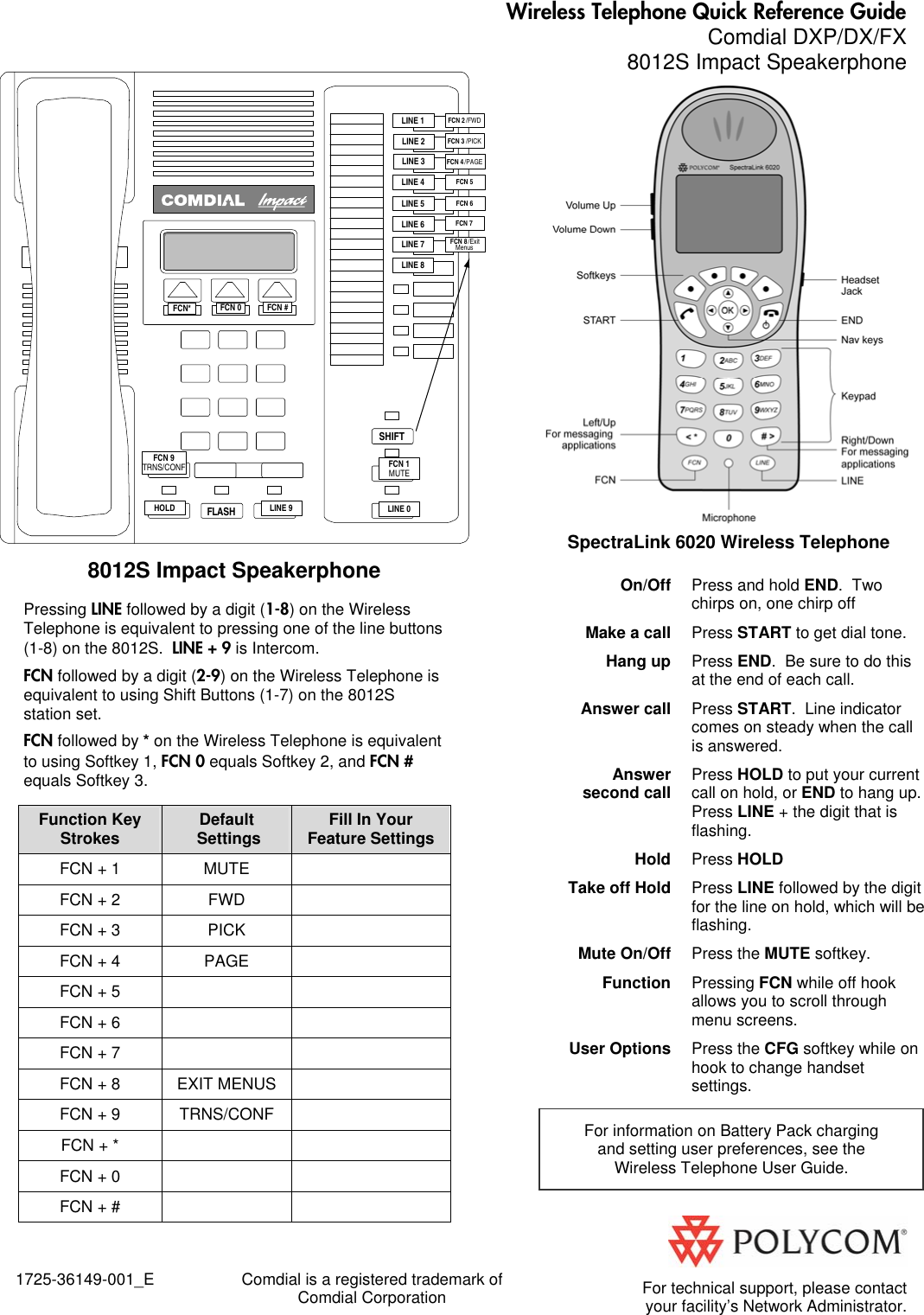 Polycom Spectralink 8012S Users Manual L+ QRG