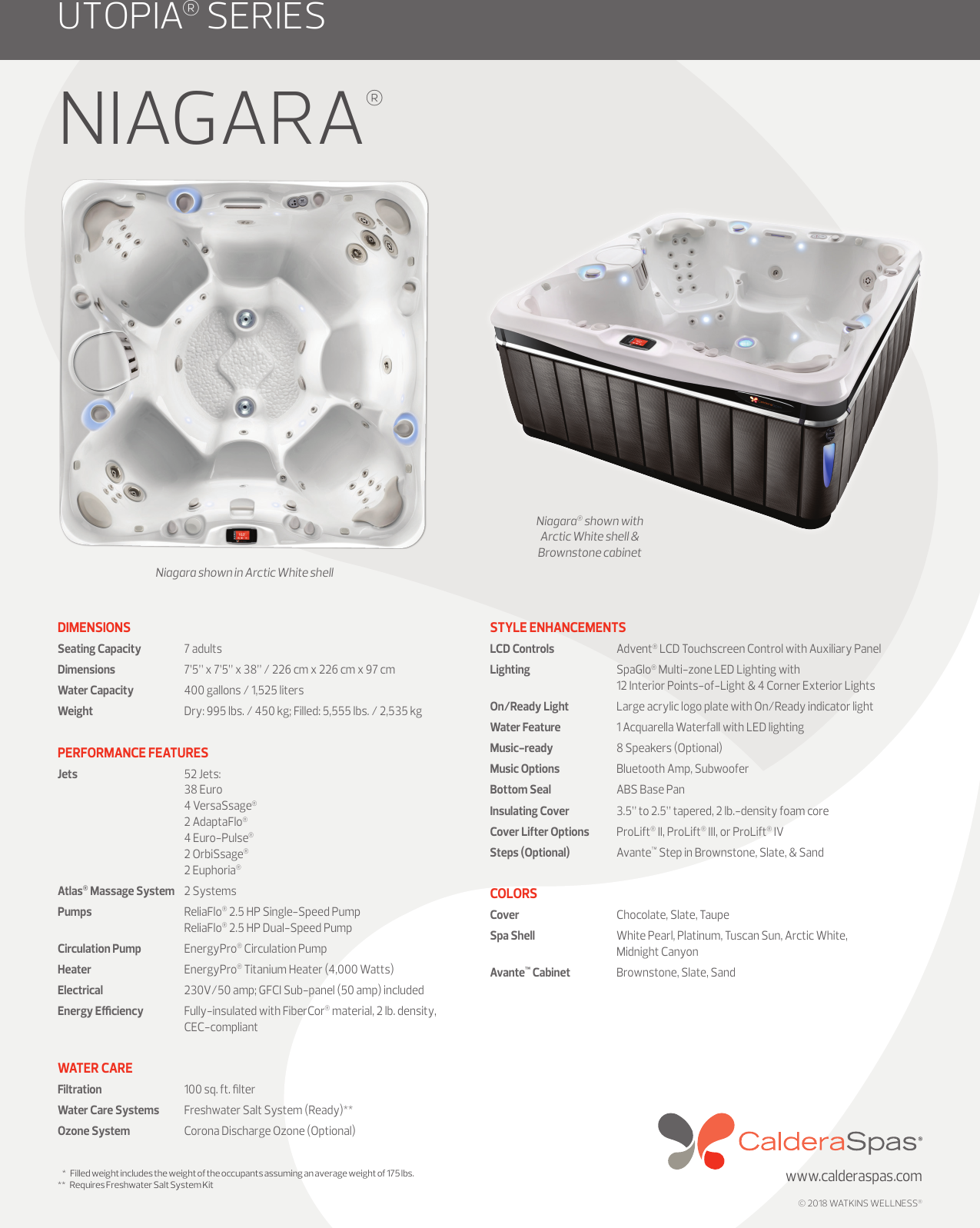 Page 1 of 1 - Caldera-utopia-niagara-spec-sheet