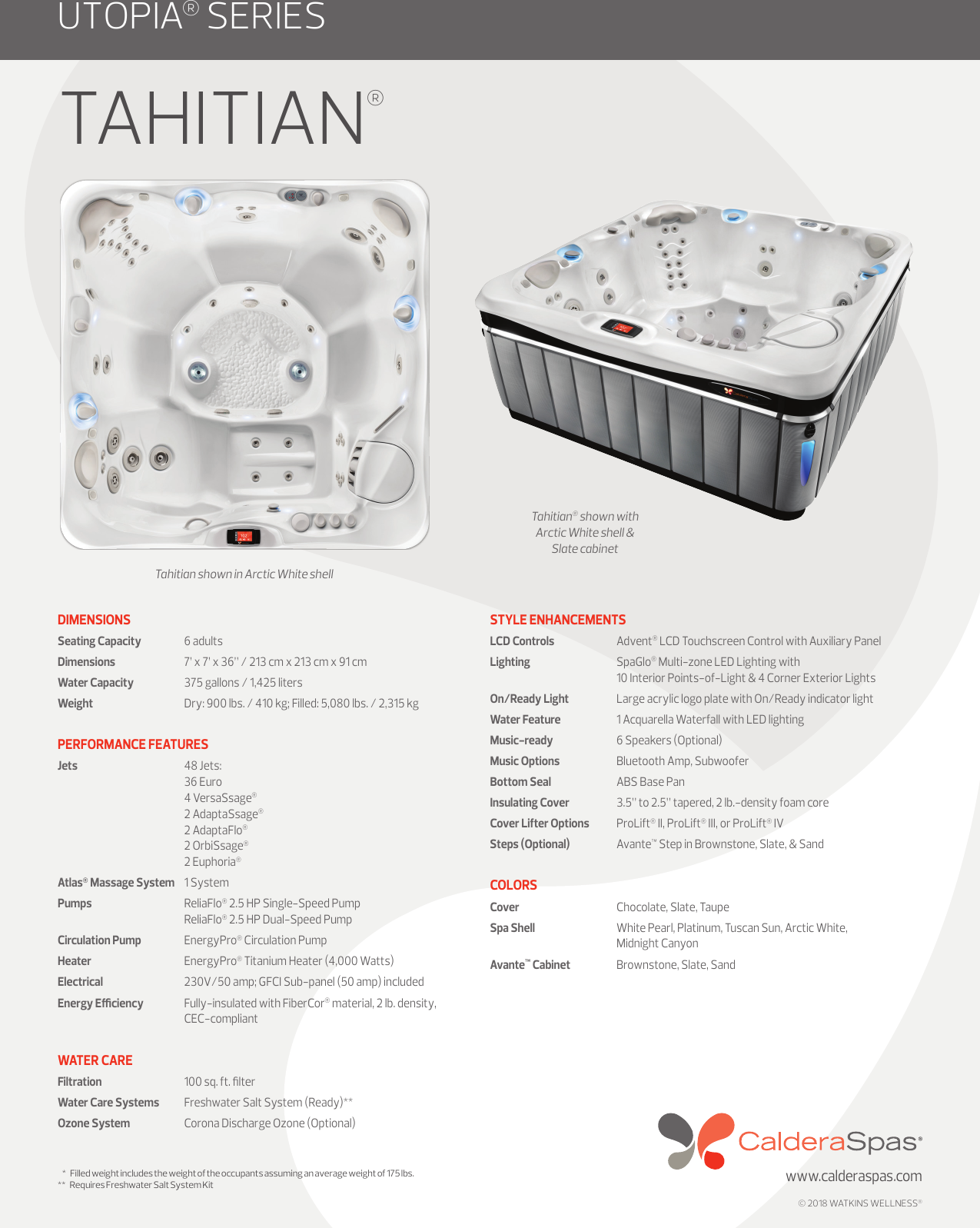 Page 1 of 1 - Caldera-utopia-tahitian-spec-sheet