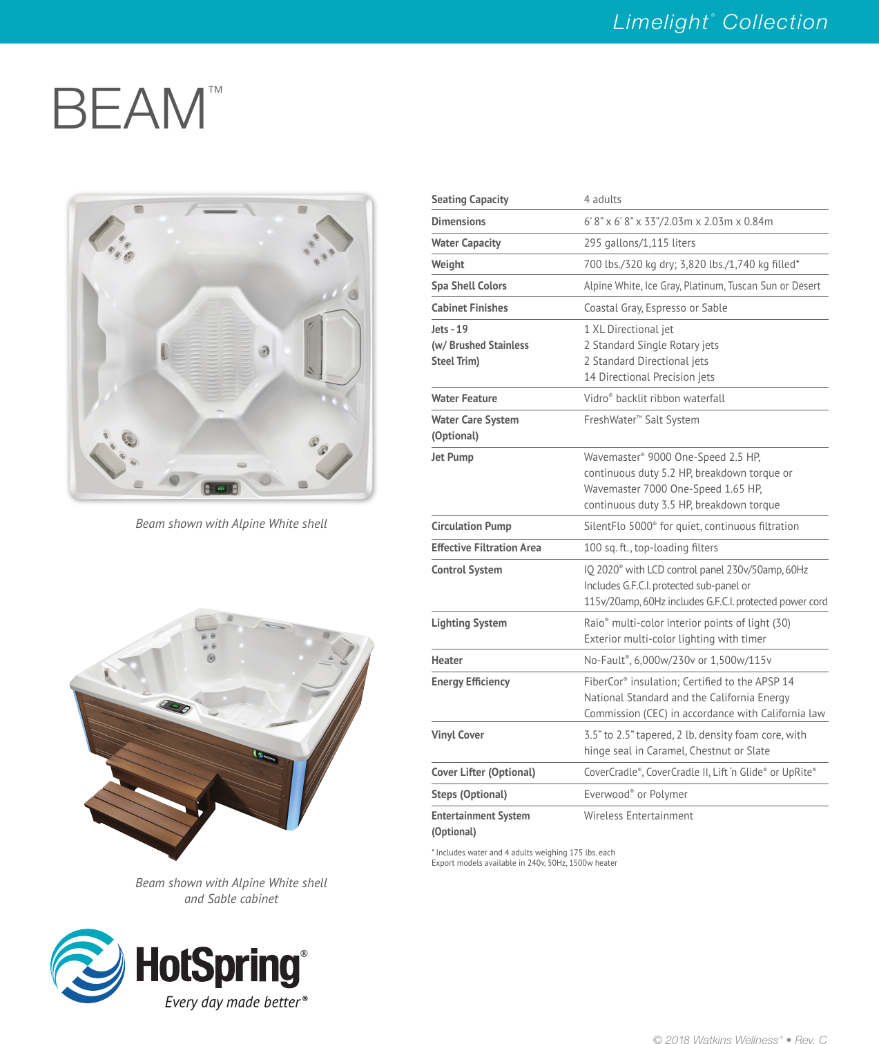 Page 1 of 1 - Hot-spring-limelight-beam-specification-sheet