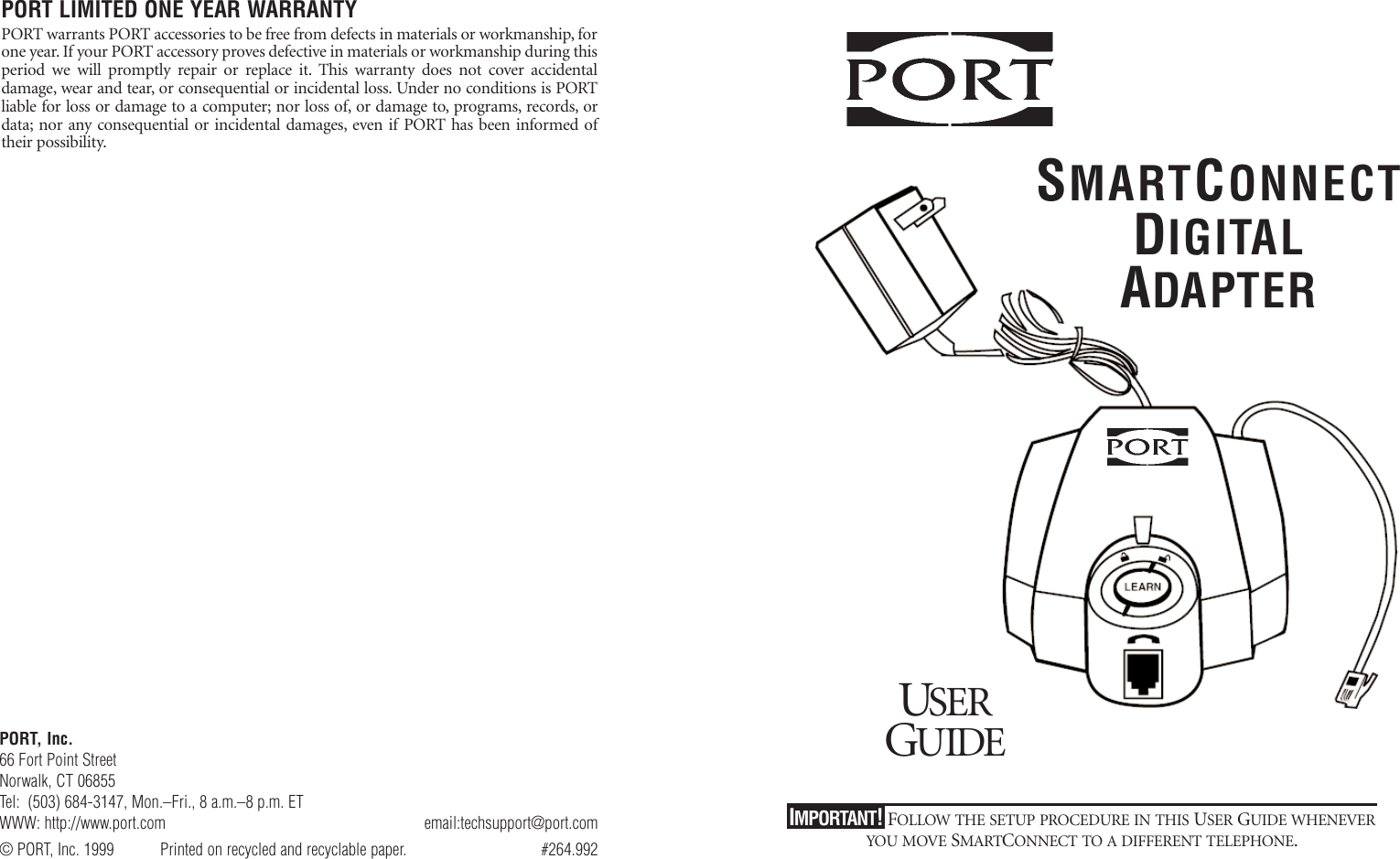 Page 1 of 6 - Port Port-Smartconnect-Smart-Connect-Digital-Adapter-Users-Manual 264-992