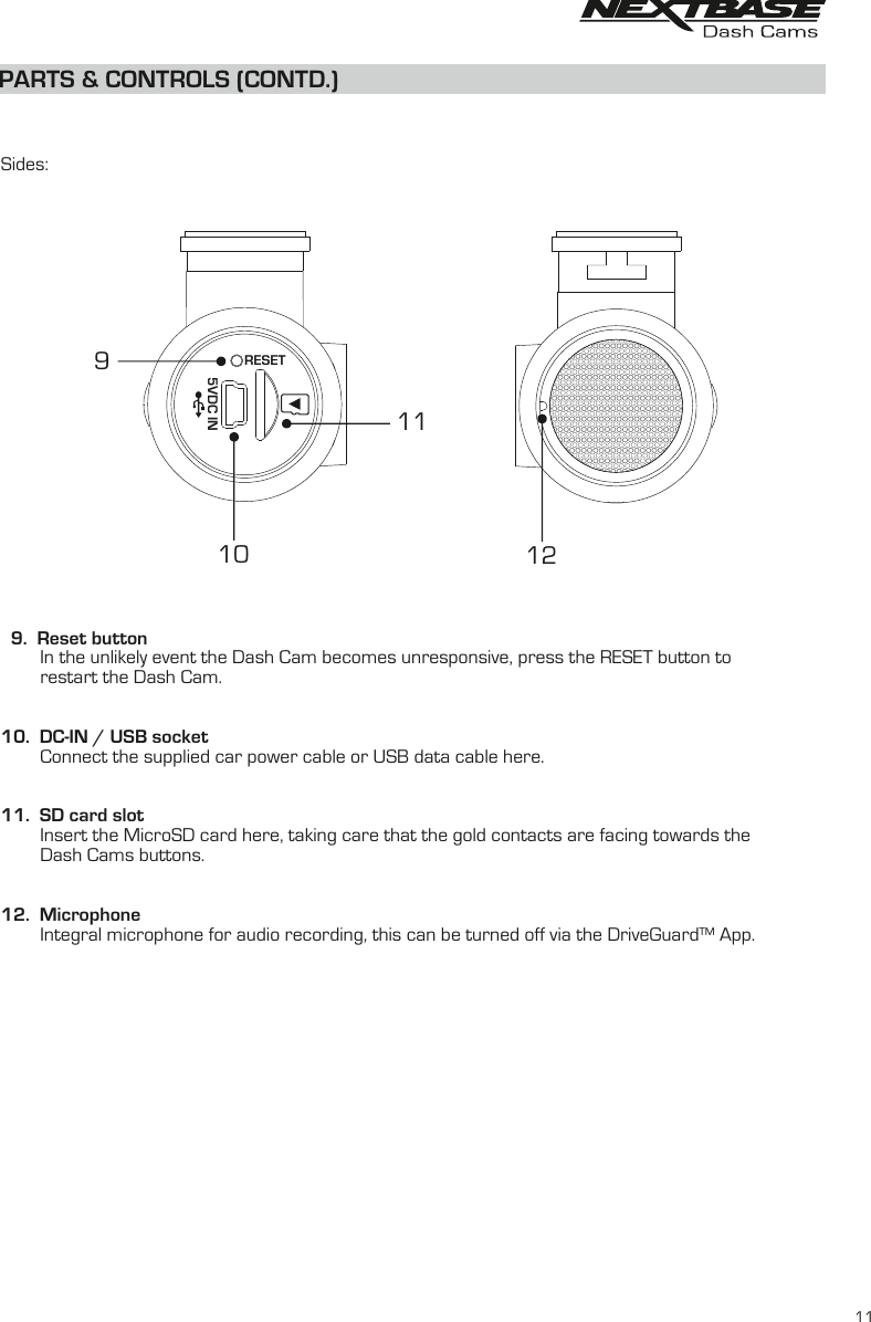 Page 11 of Portable Multimedia NBDVR300GW Dash Cam User Manual NBDVR300W   Instruction Manual  English R2 