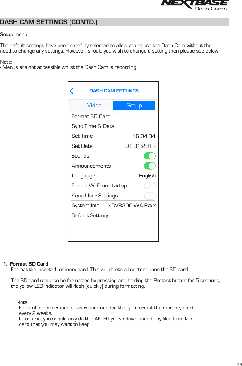 Page 38 of Portable Multimedia NBDVR300GW Dash Cam User Manual NBDVR300W   Instruction Manual  English R2 