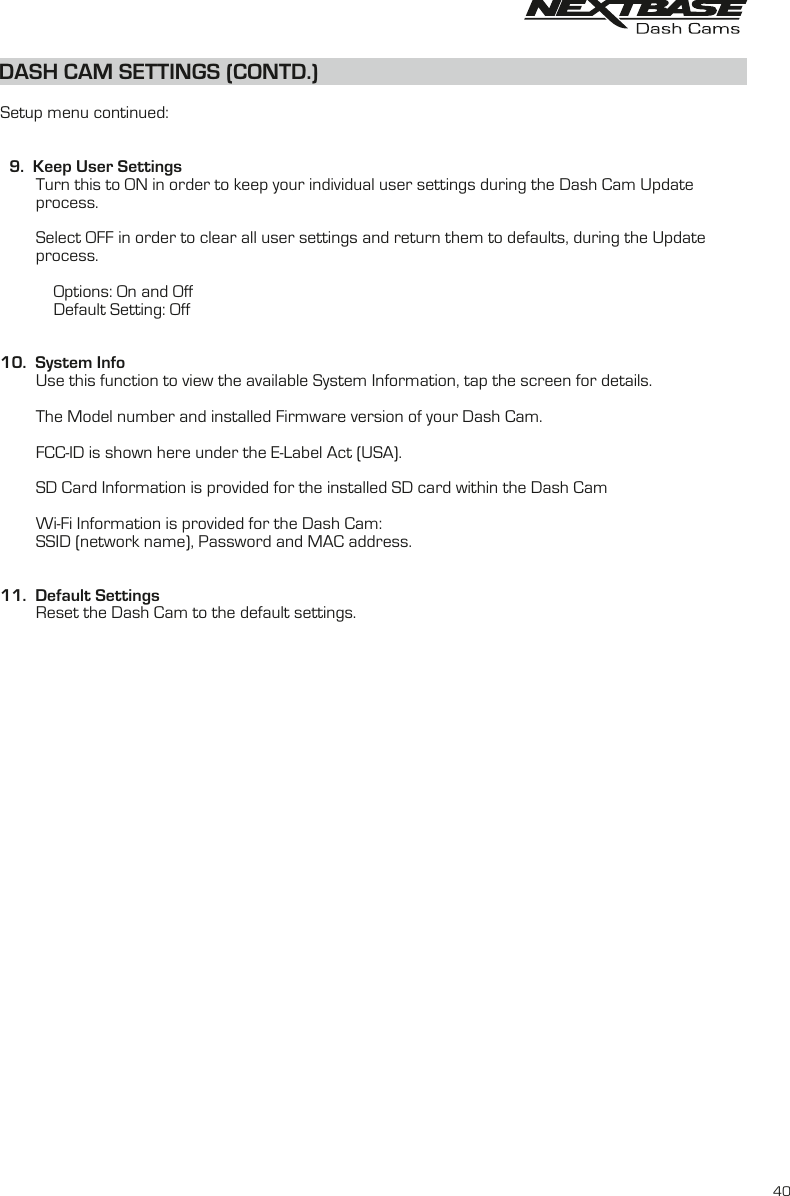 Page 40 of Portable Multimedia NBDVR300GW Dash Cam User Manual NBDVR300W   Instruction Manual  English R2 