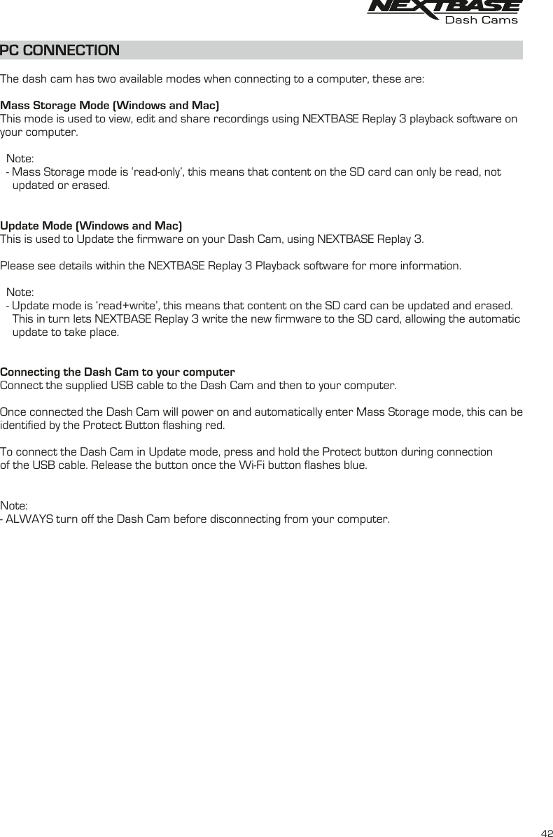 Page 42 of Portable Multimedia NBDVR300GW Dash Cam User Manual NBDVR300W   Instruction Manual  English R2 