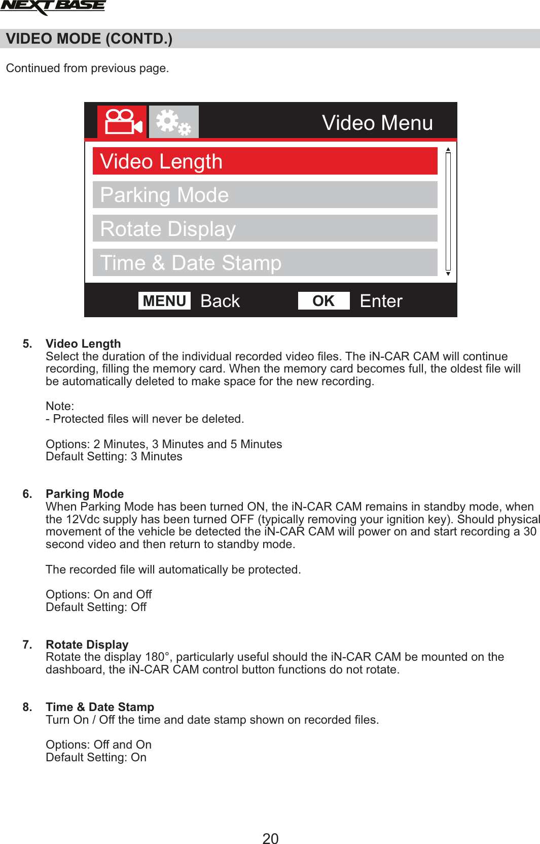 Page 20 of Portable Multimedia NBDVR312GW Dashcam User Manual NBDVR312GW   Instruction Manual  English 