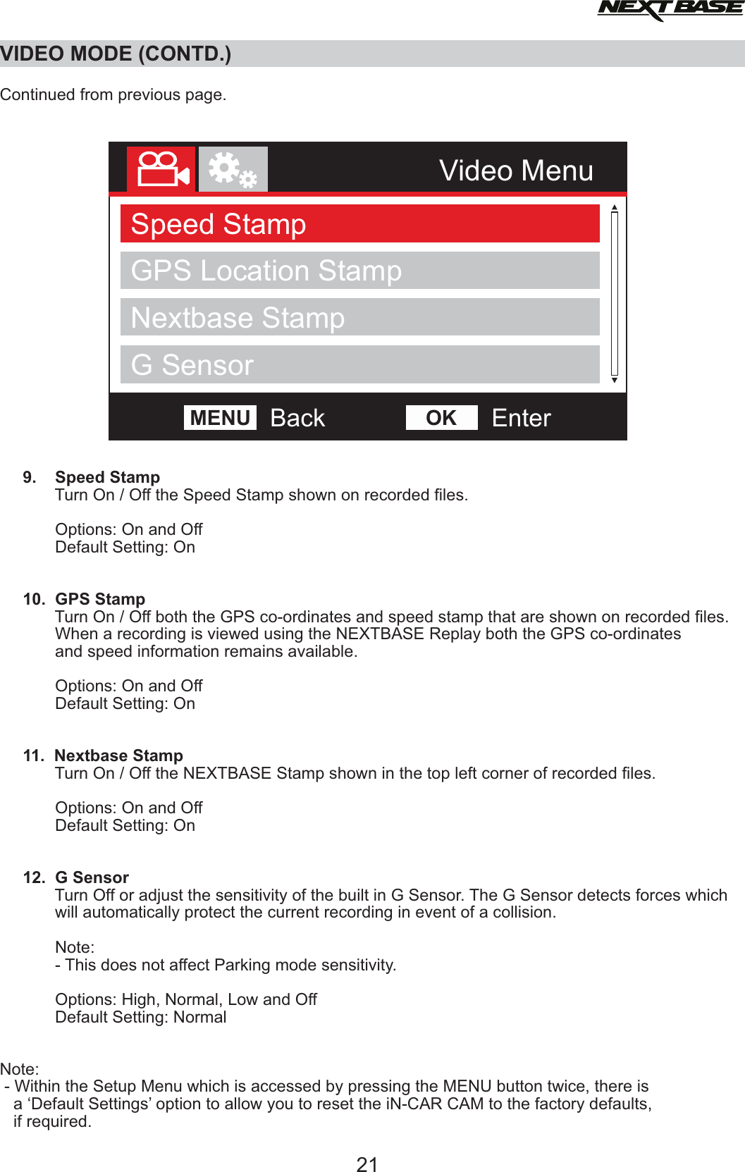 Page 21 of Portable Multimedia NBDVR312GW Dashcam User Manual NBDVR312GW   Instruction Manual  English 