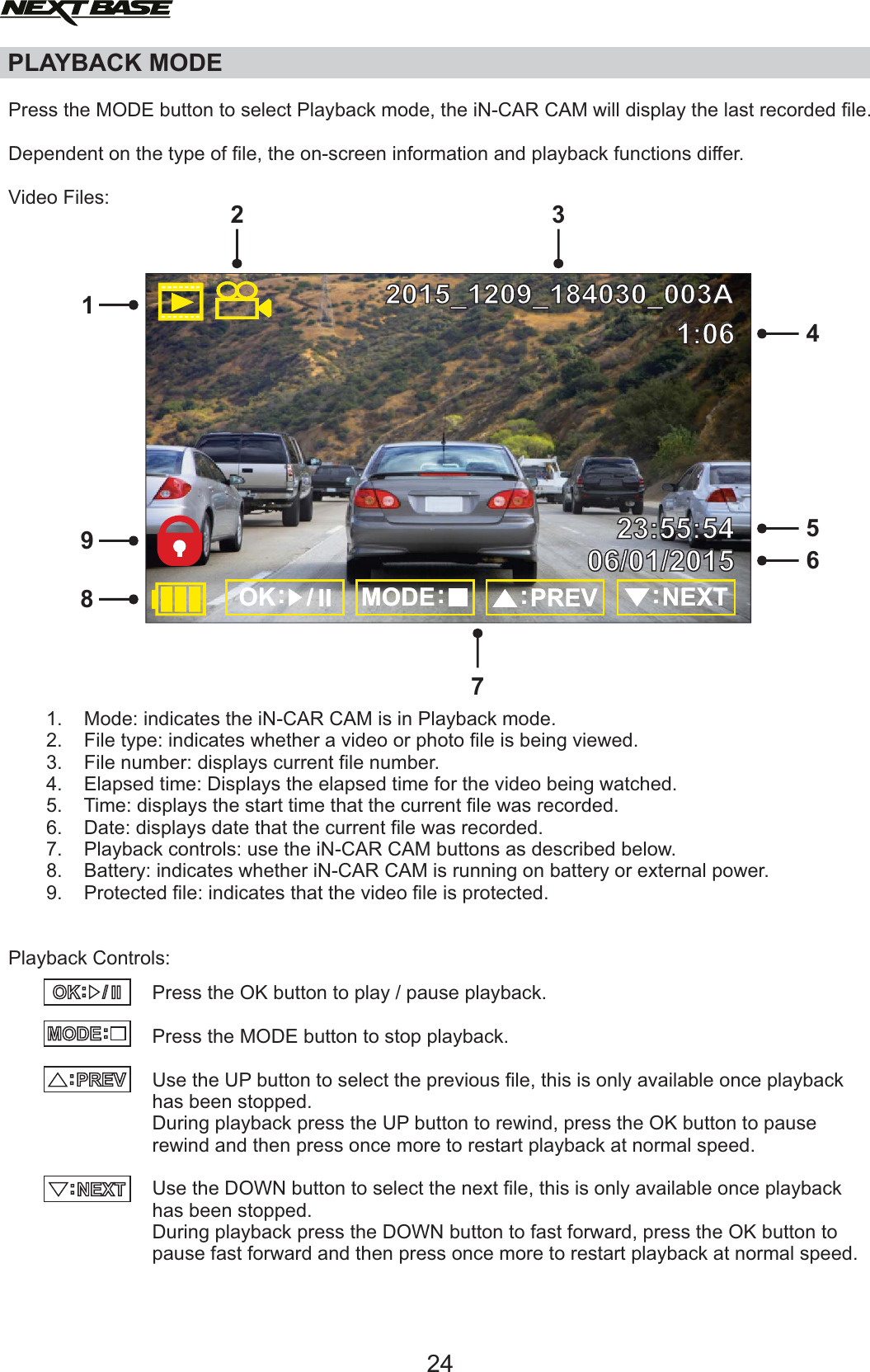 Page 24 of Portable Multimedia NBDVR312GW Dashcam User Manual NBDVR312GW   Instruction Manual  English 