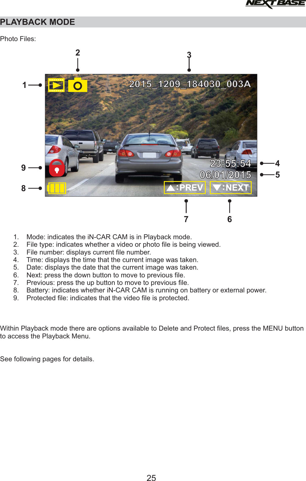 Page 25 of Portable Multimedia NBDVR312GW Dashcam User Manual NBDVR312GW   Instruction Manual  English 