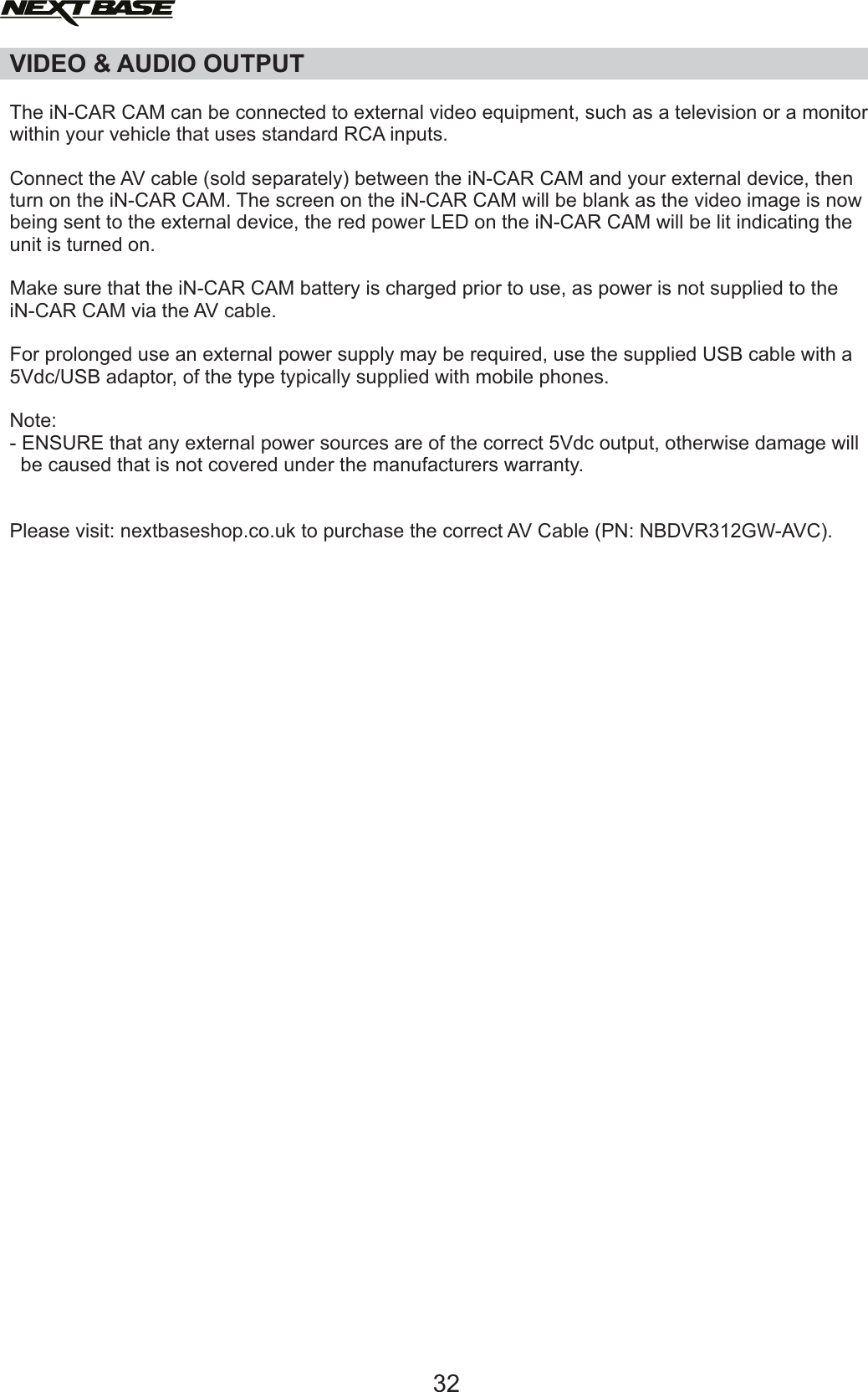 Page 32 of Portable Multimedia NBDVR312GW Dashcam User Manual NBDVR312GW   Instruction Manual  English 