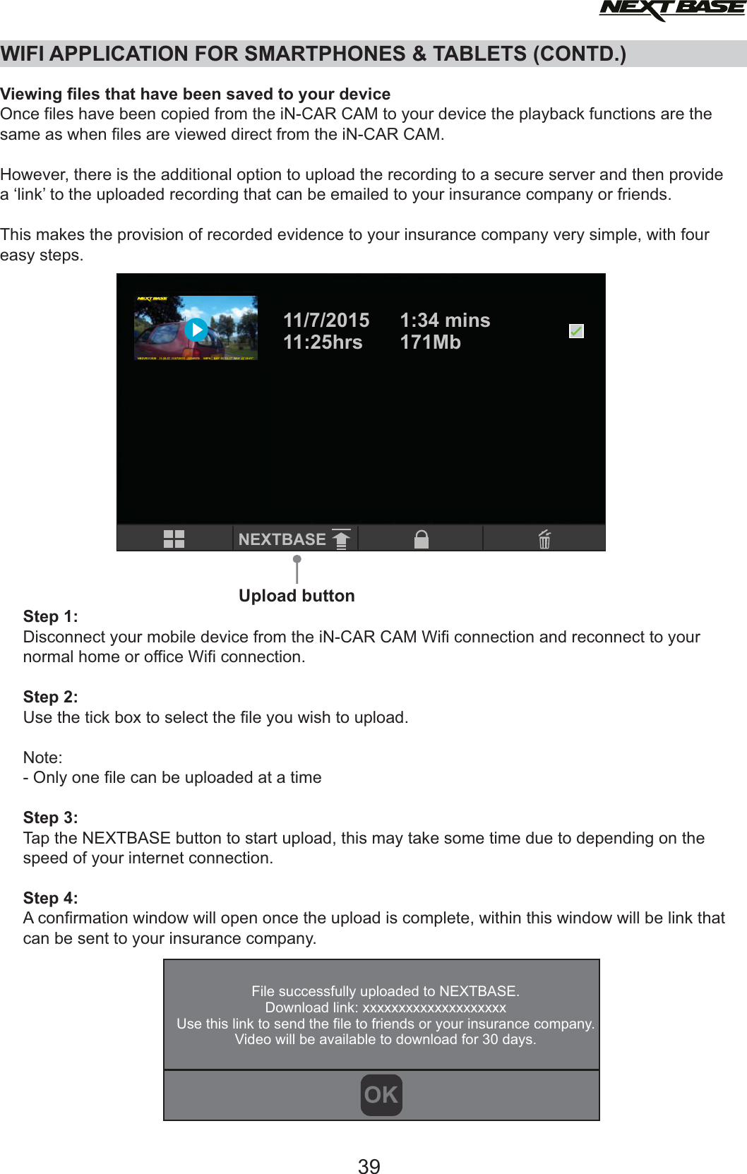 Page 39 of Portable Multimedia NBDVR312GW Dashcam User Manual NBDVR312GW   Instruction Manual  English 