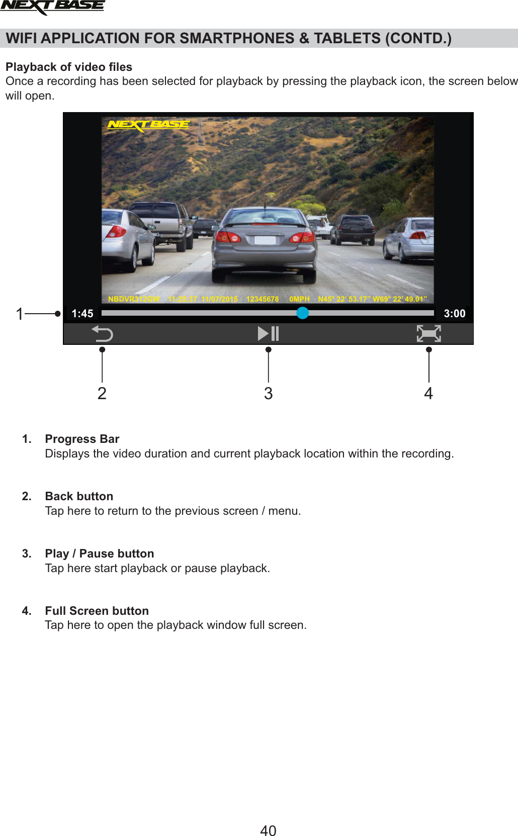 Page 40 of Portable Multimedia NBDVR312GW Dashcam User Manual NBDVR312GW   Instruction Manual  English 