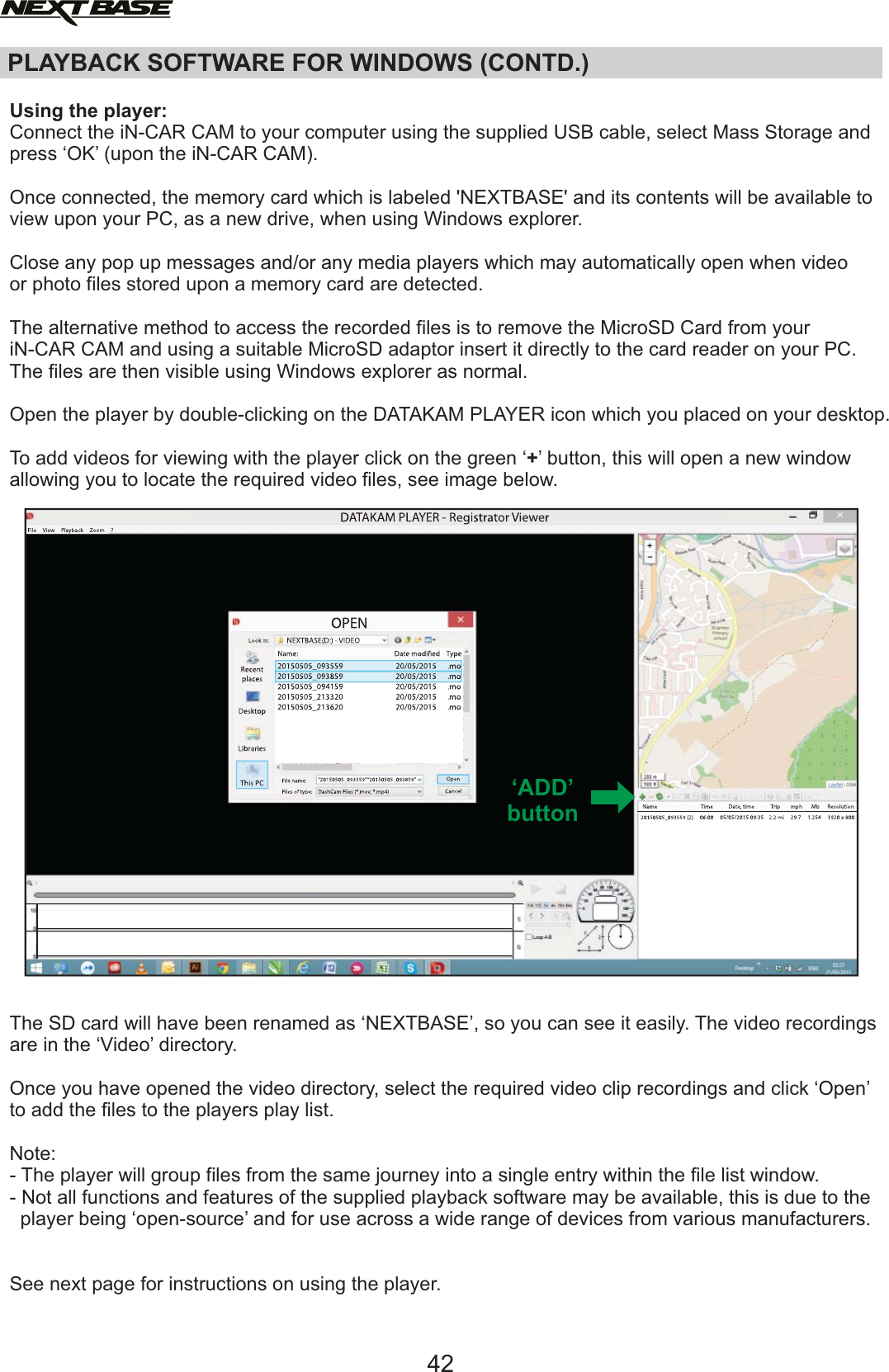 Page 42 of Portable Multimedia NBDVR312GW Dashcam User Manual NBDVR312GW   Instruction Manual  English 